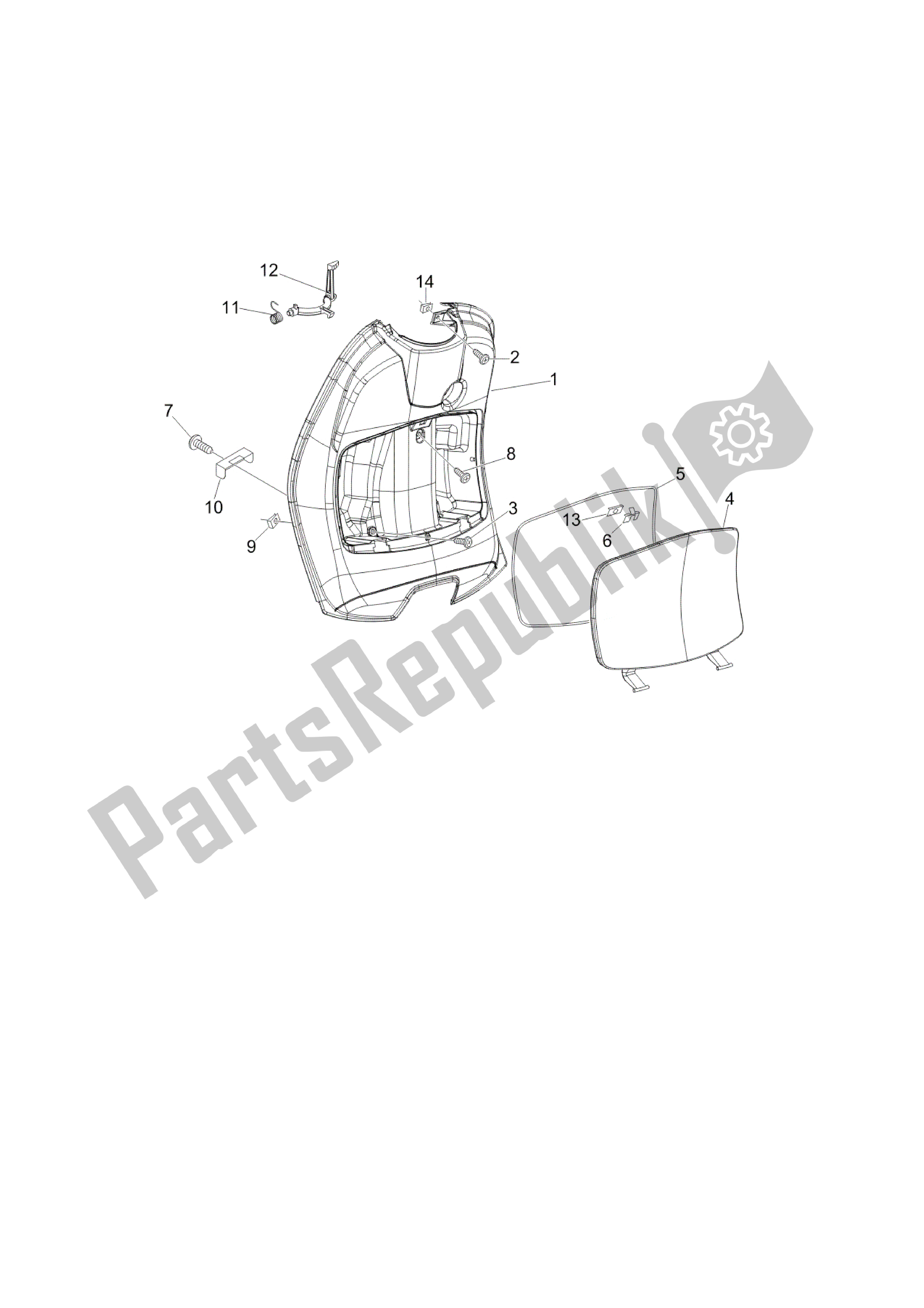 Alle onderdelen voor de Maletero Delantero - Contraescudo van de Vespa LX 50 2009 - 2013