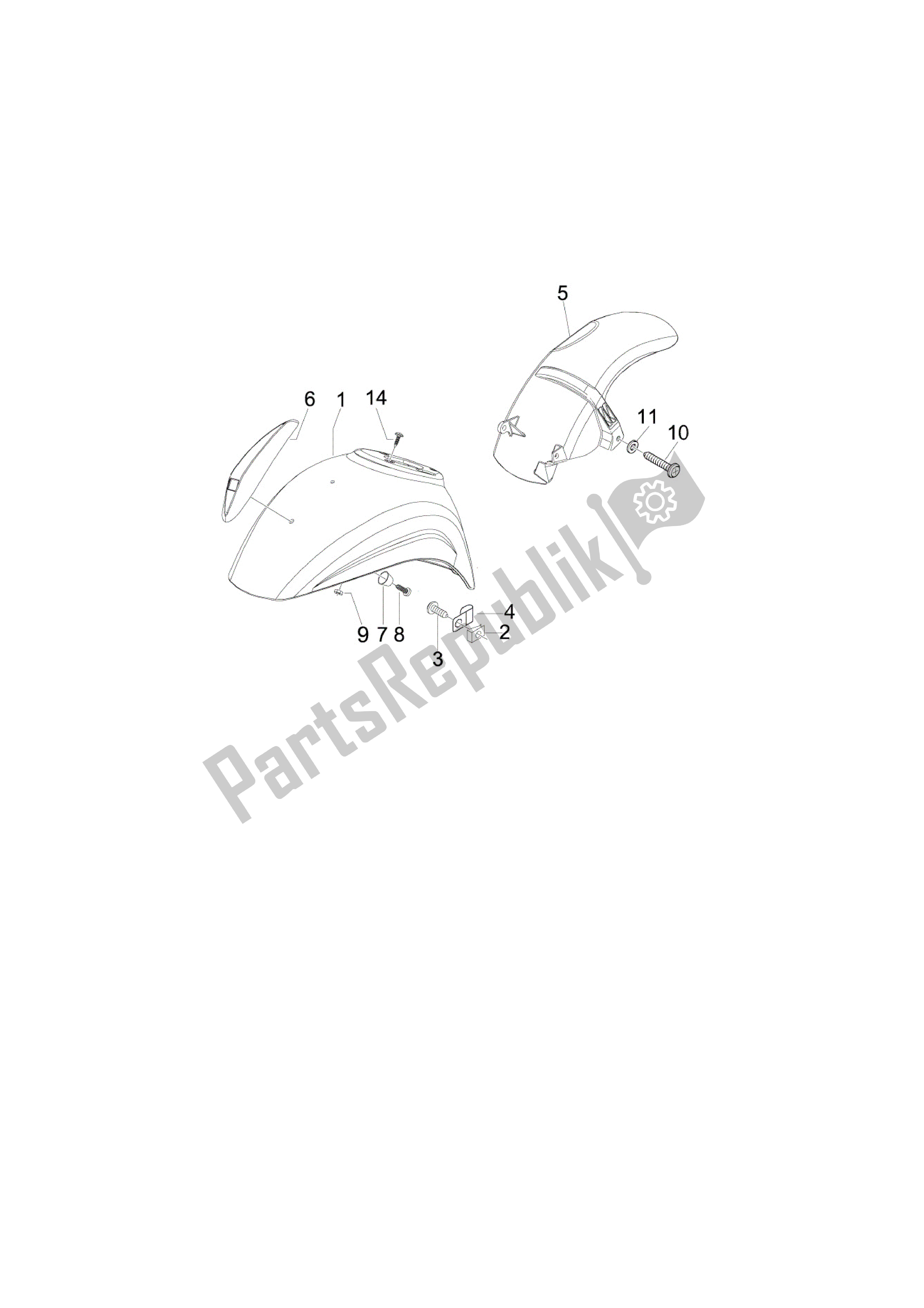 Alle onderdelen voor de Alojamiento Rueda - Guardabarros van de Vespa LX 50 2009 - 2013