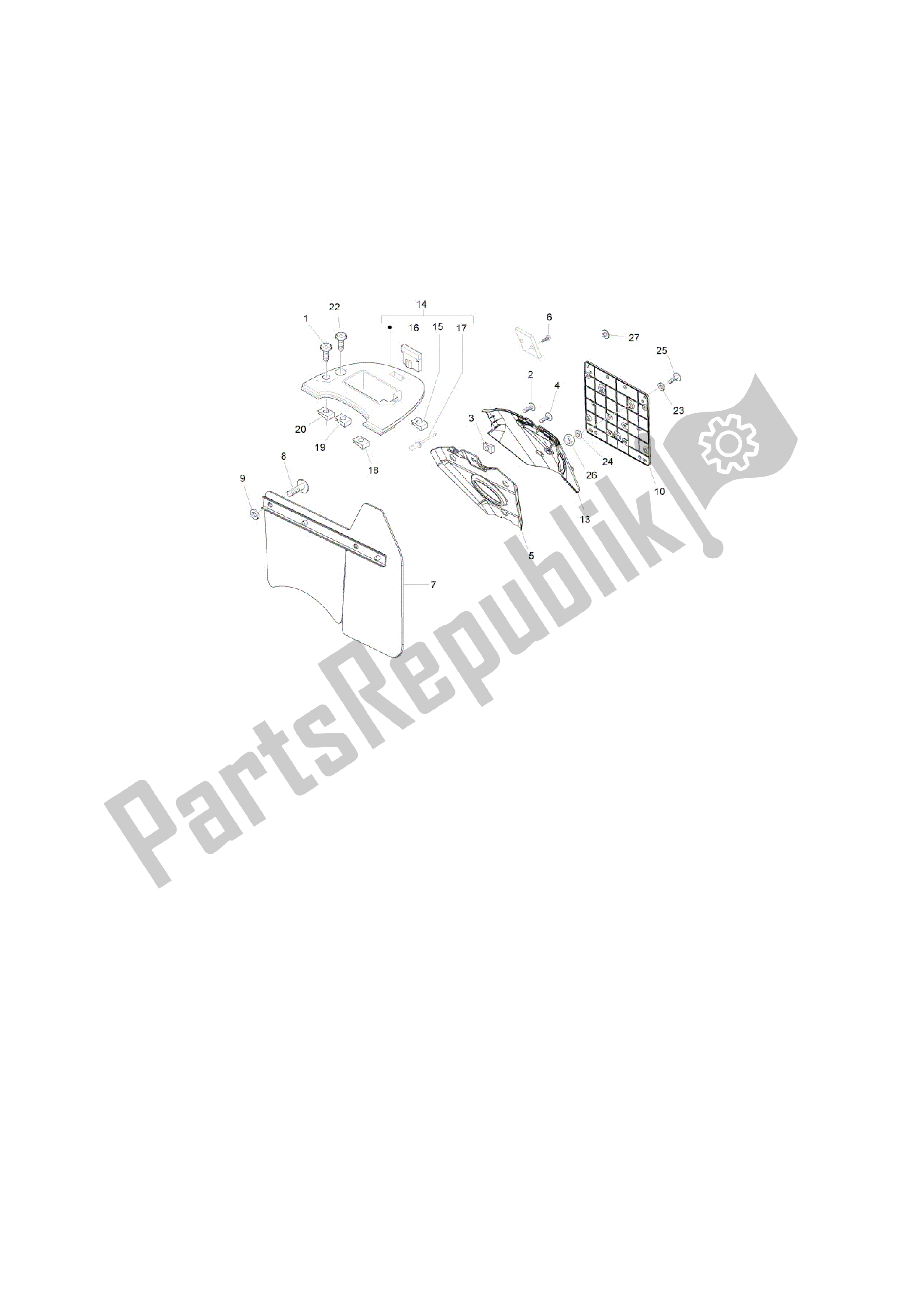 All parts for the Cubierta Trasera - Salpicador of the Vespa LX 50 2009 - 2013