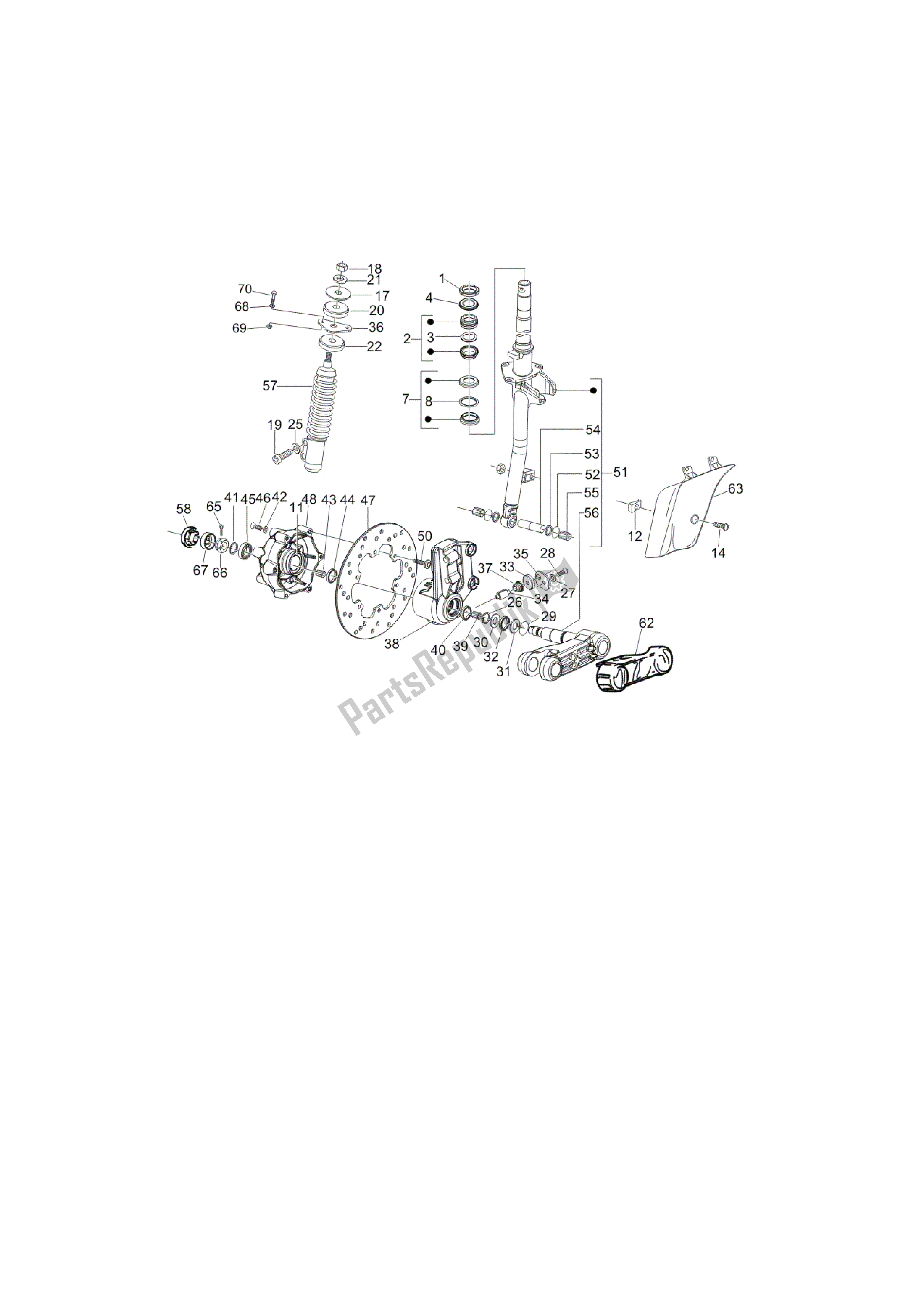 Alle onderdelen voor de Horquilla / Tubo Richting - Conjunto Tejuelos van de Vespa LX 50 2009 - 2013