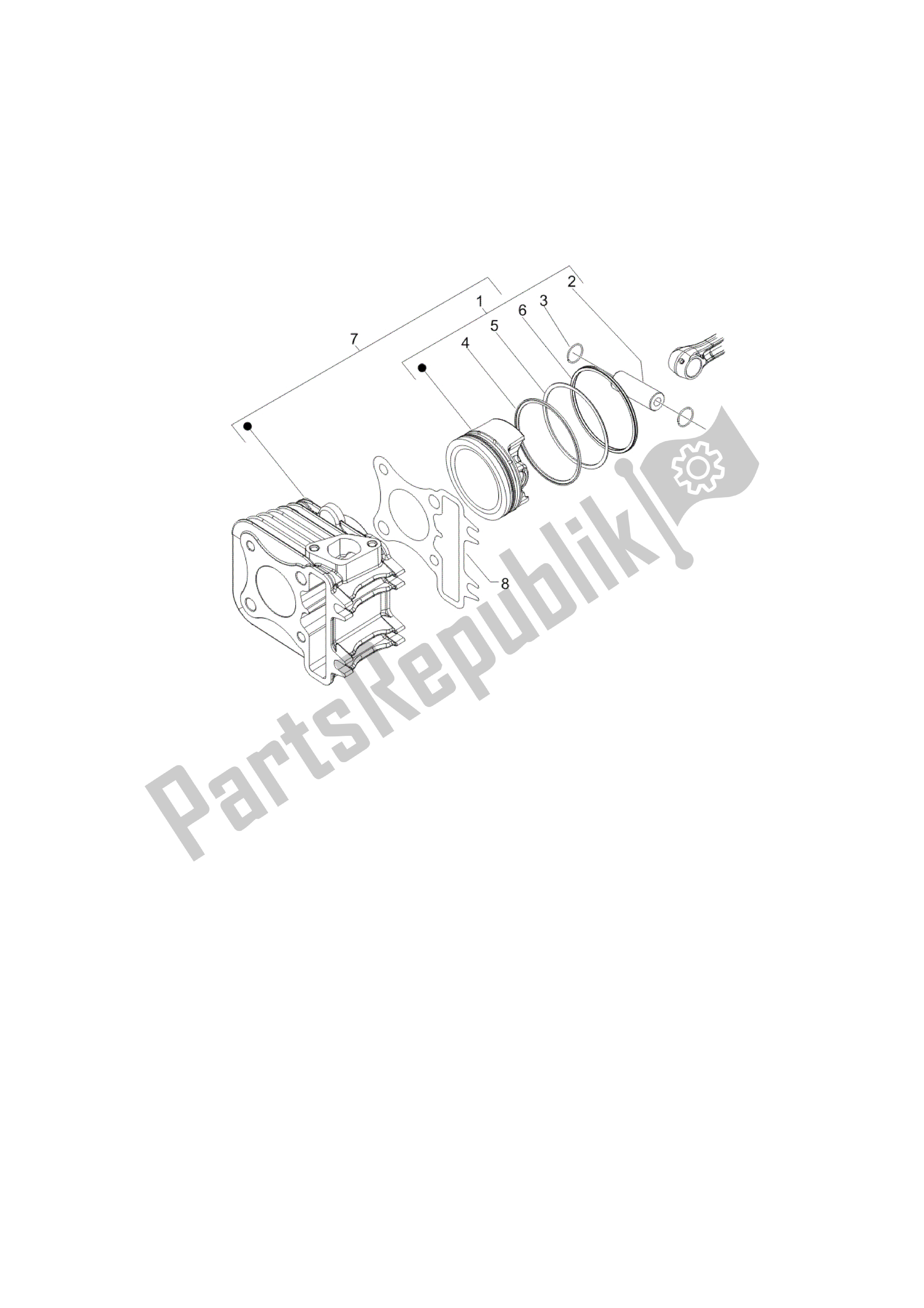 Tutte le parti per il Grupo Cilindro-pistón-eje del Vespa LXV 125 2006 - 2009