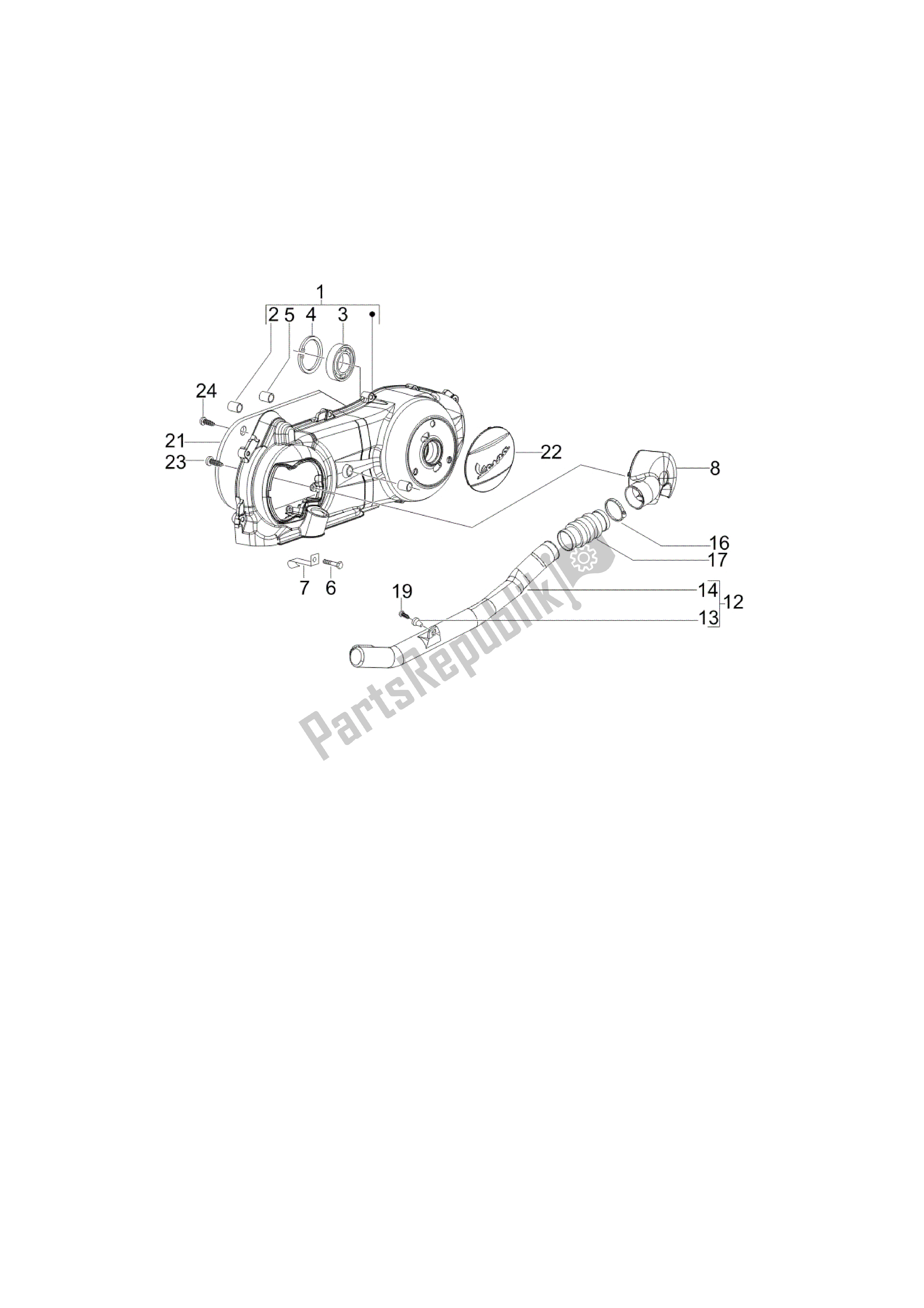 All parts for the Tapa Cárter - Refrigeracion Cárter of the Vespa LXV 125 2006 - 2009