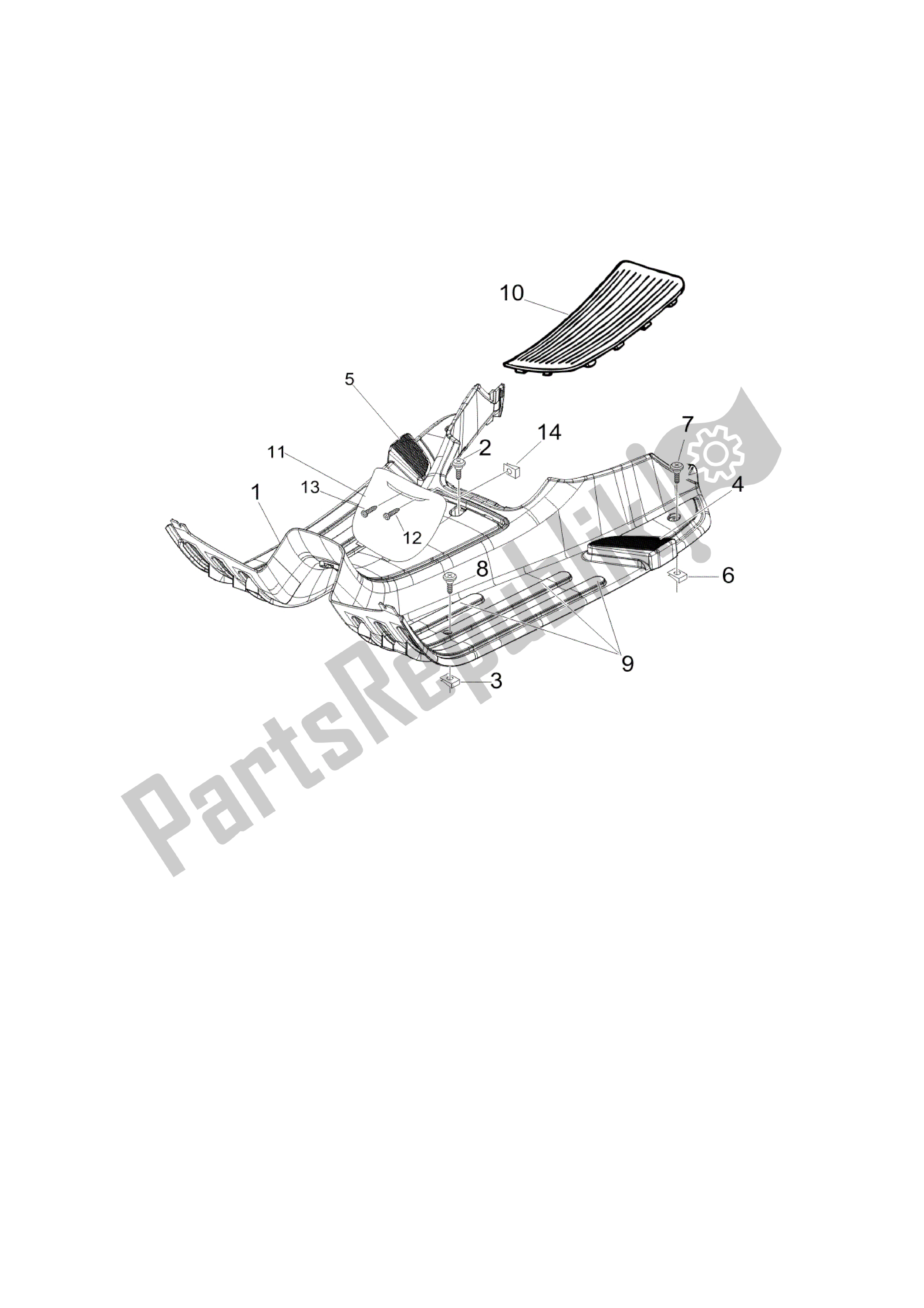 All parts for the Cubierta Central - Estribos of the Vespa LXV 125 2006 - 2009