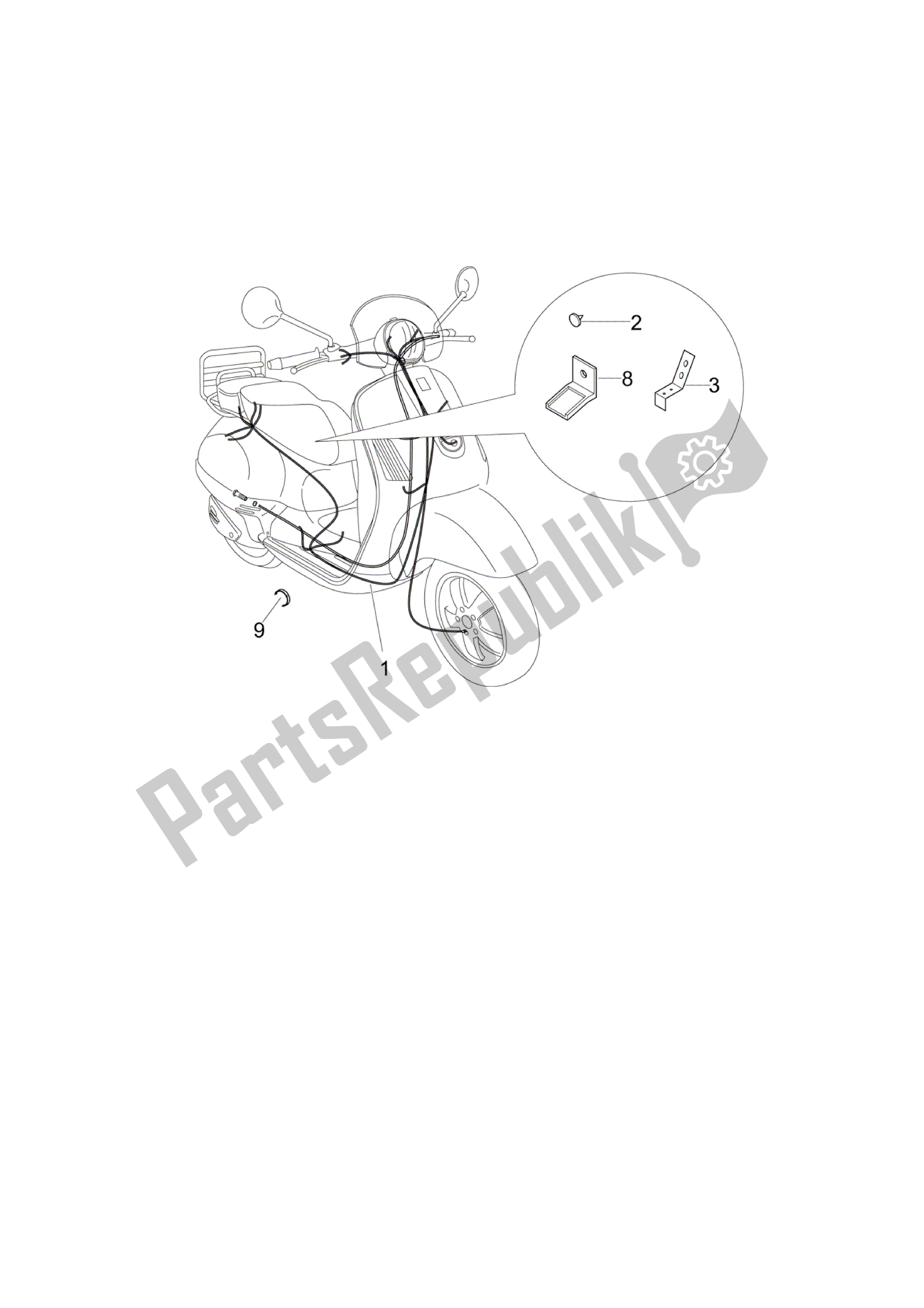 Todas las partes para Grupo Cables Principal de Vespa LXV 125 2010 - 2013