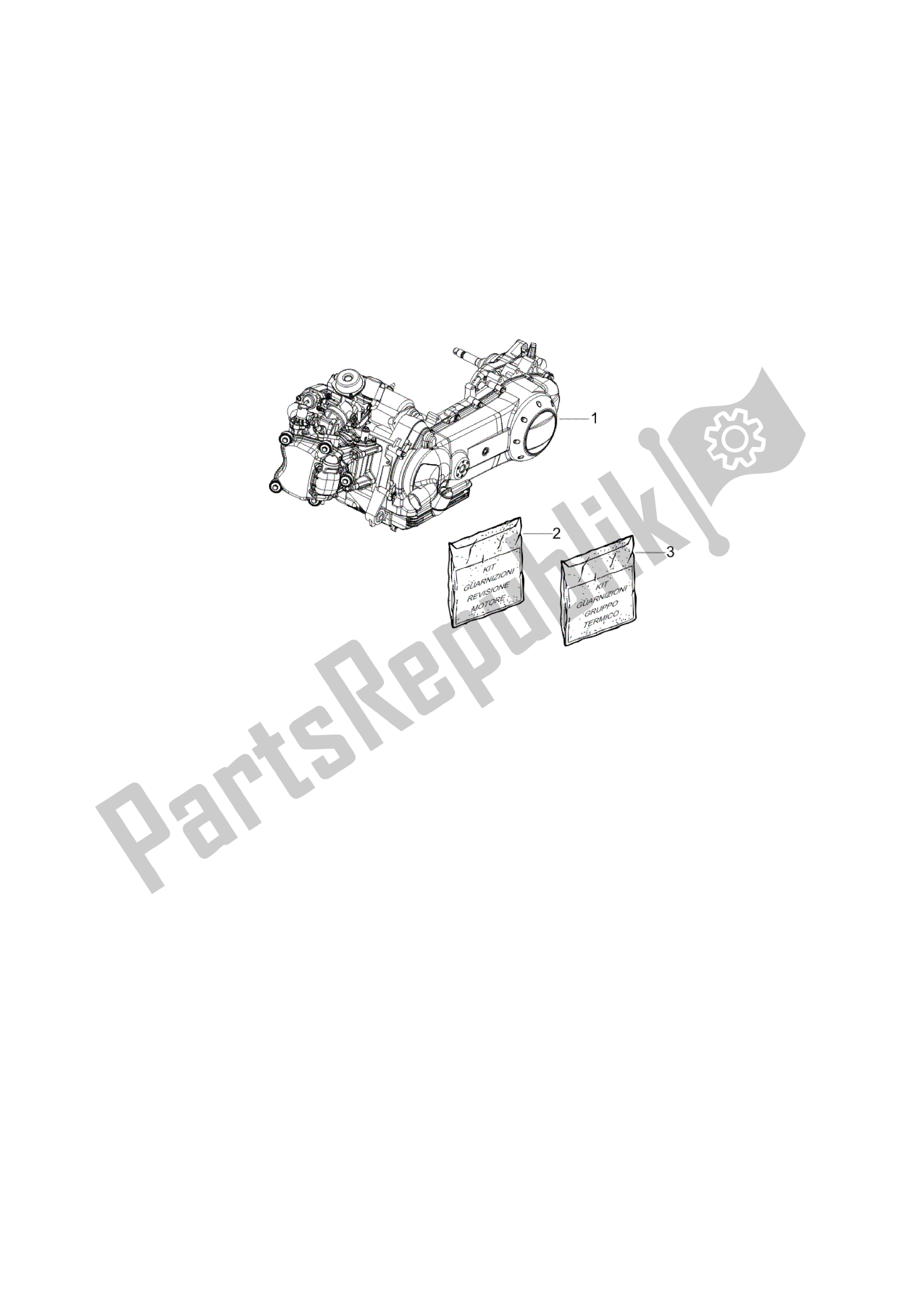 All parts for the Motor Completo of the Vespa LXV 125 2010 - 2013