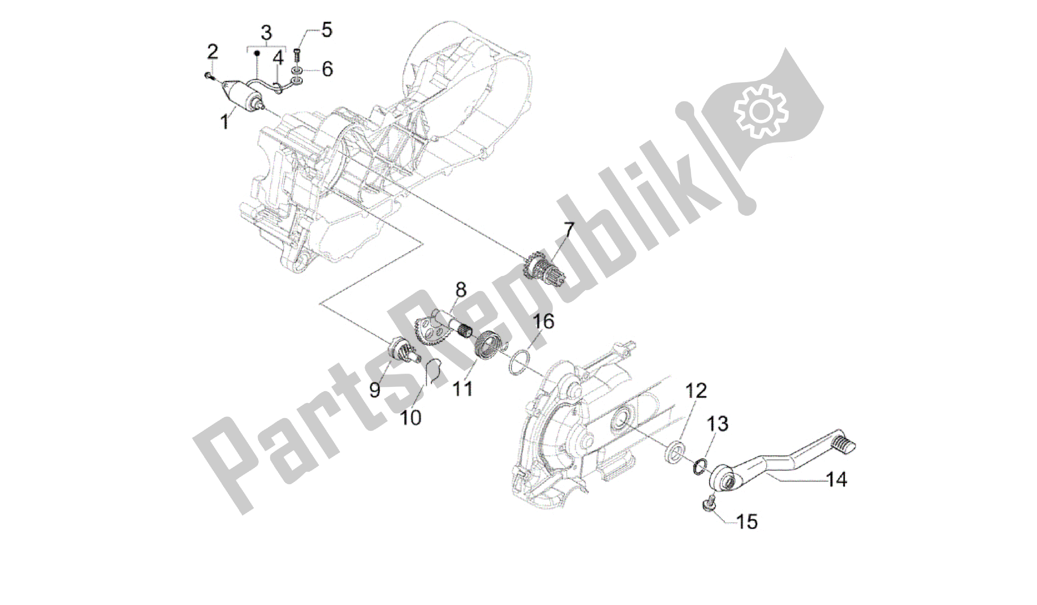 All parts for the Stater - Electric Starter of the Vespa Primavera 50 2014