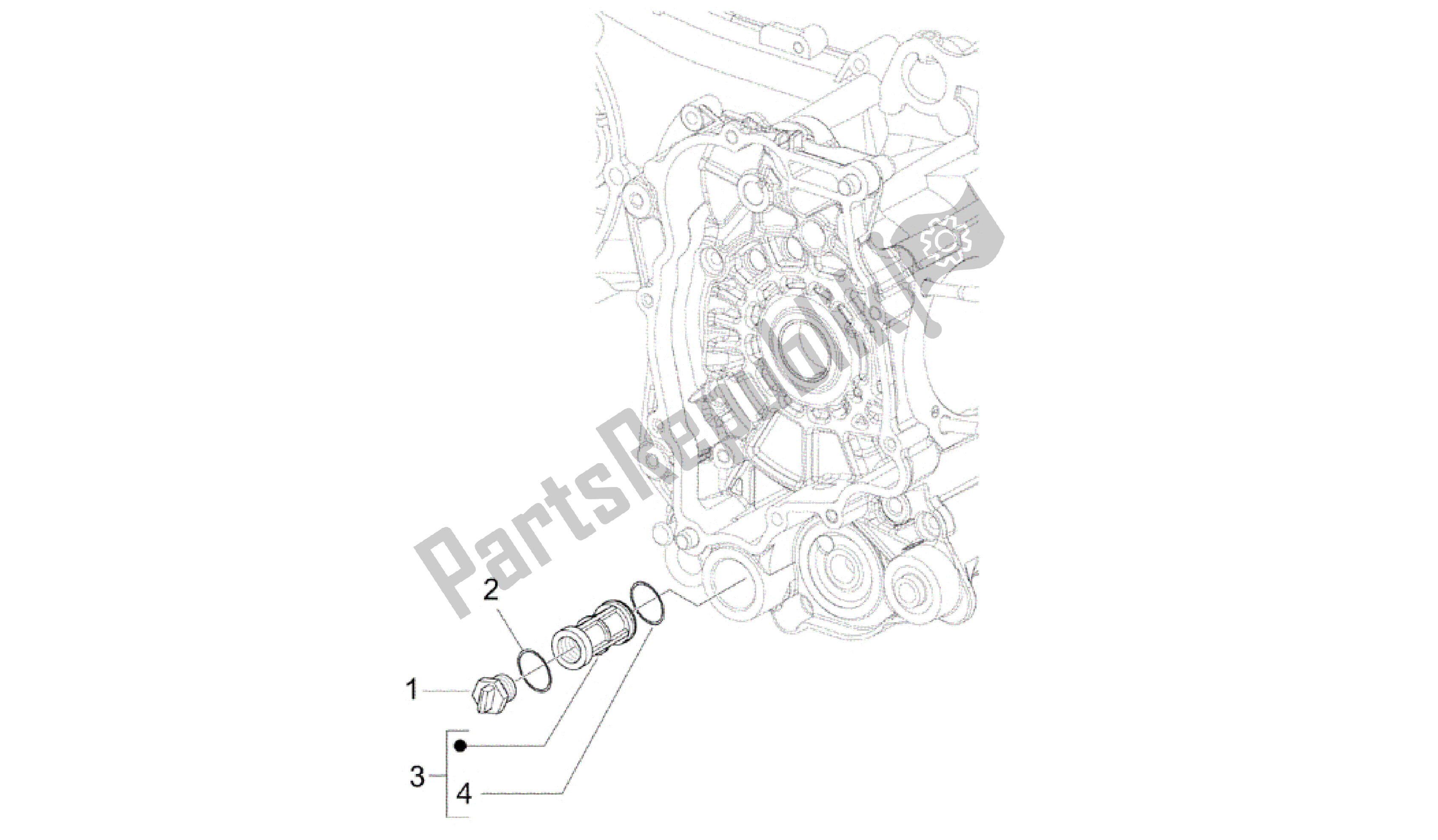 All parts for the Flywheel Magneto Cover - Oil Filter of the Vespa Primavera 50 2014