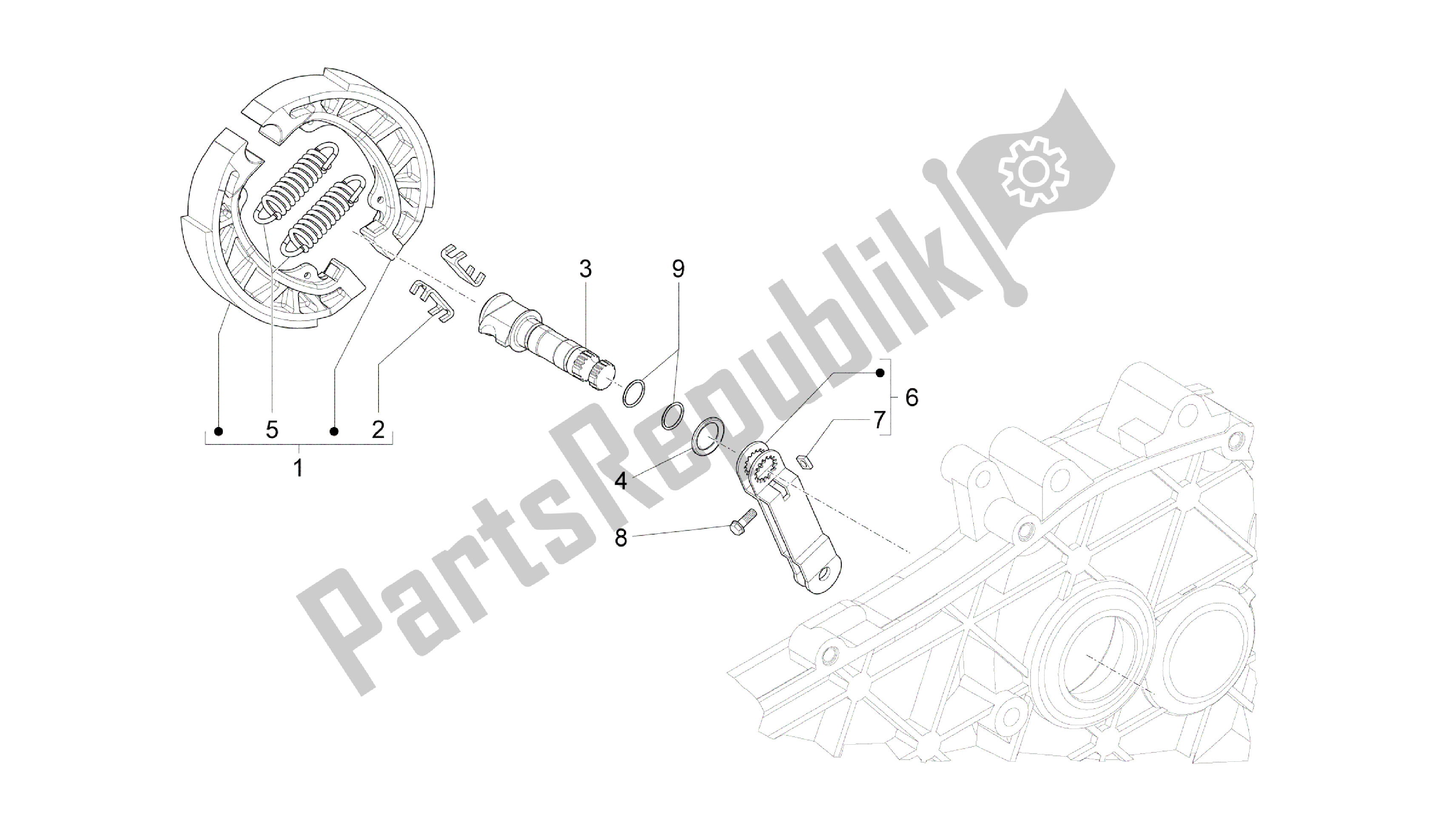 Tutte le parti per il Freno Posteriore - Ganascia Del Freno del Vespa Primavera 50 2014