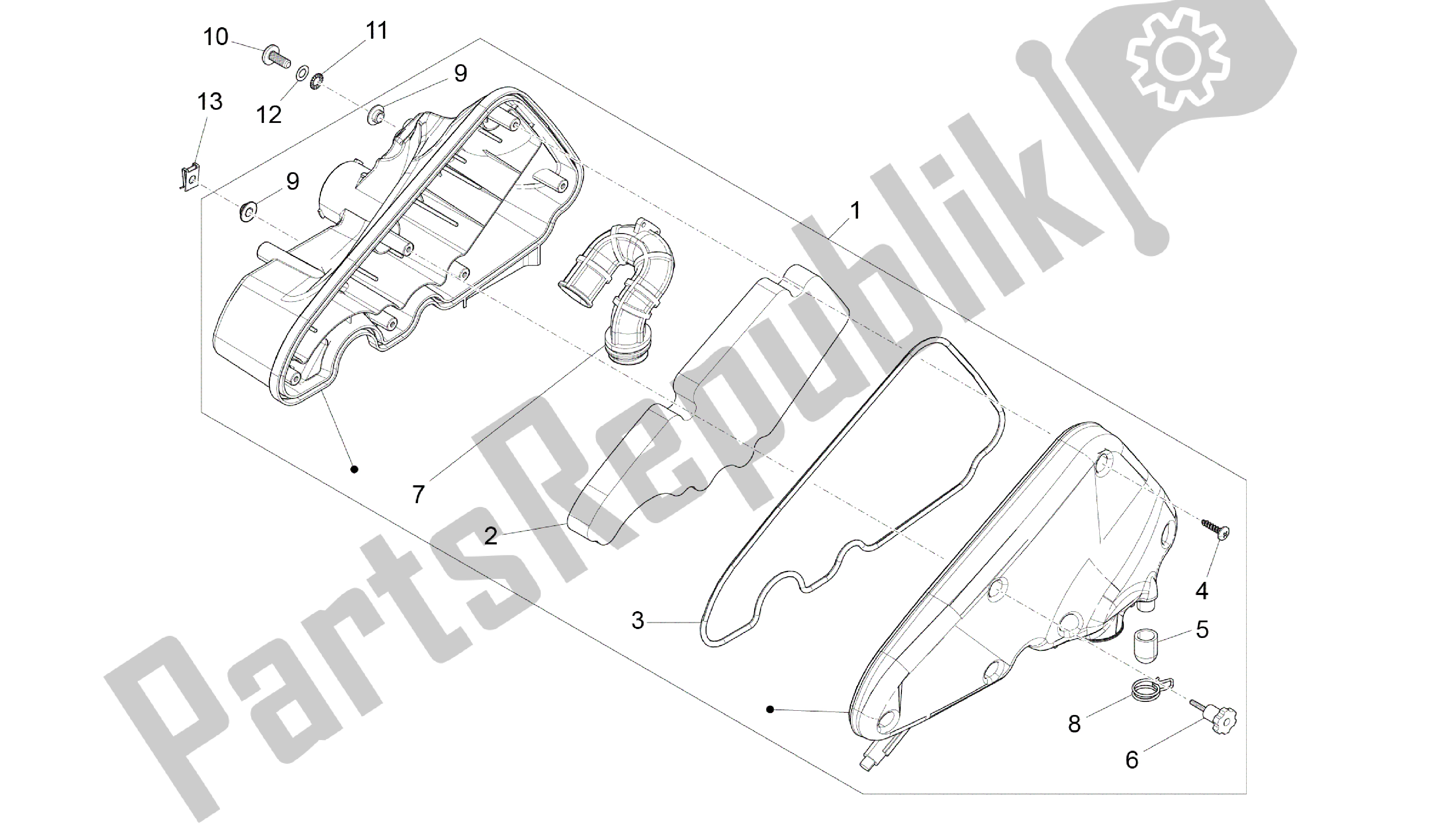 All parts for the Air Filter of the Vespa Primavera 50 2014