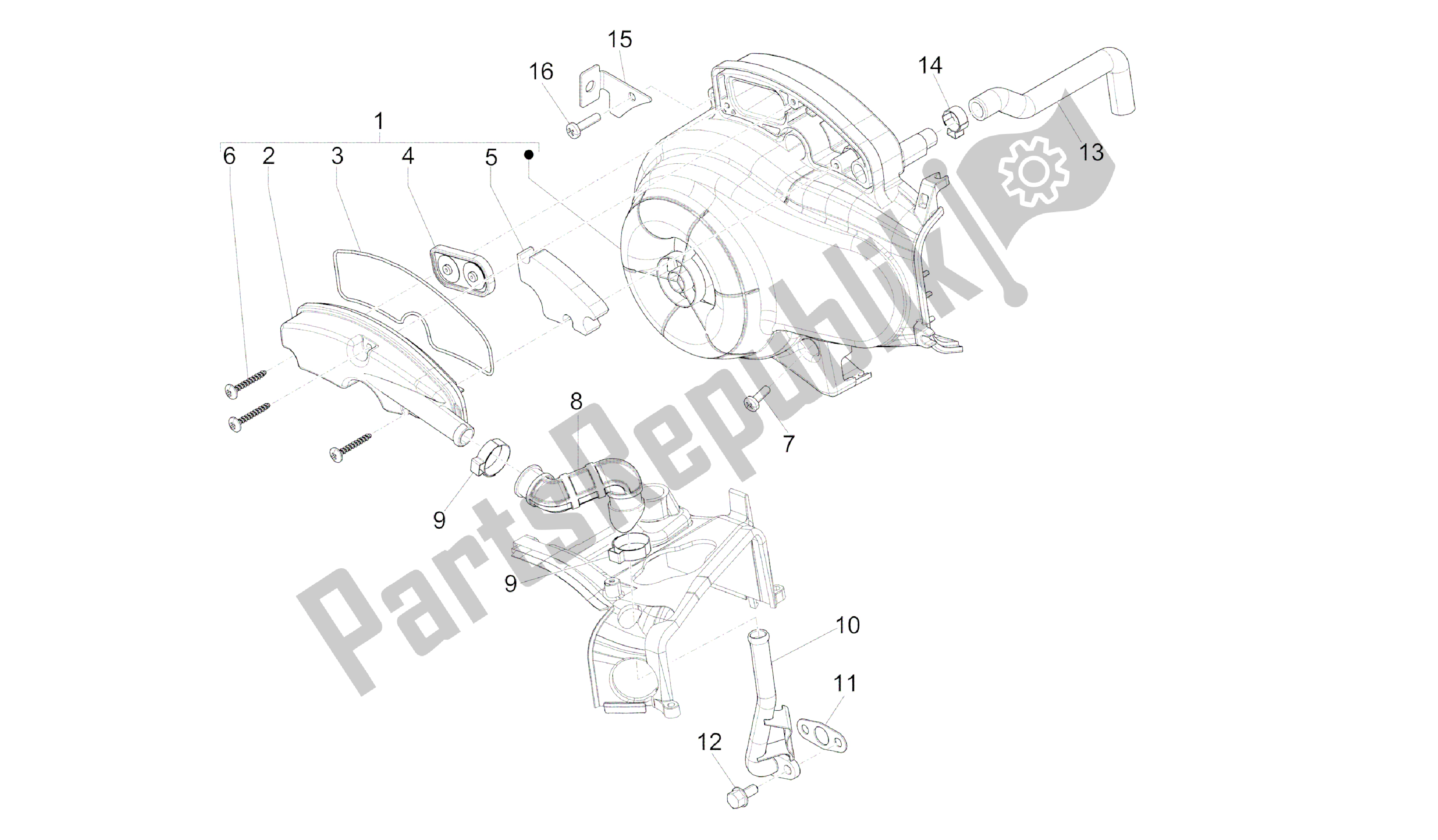 All parts for the Secondary Air Box of the Vespa Primavera 50 2014