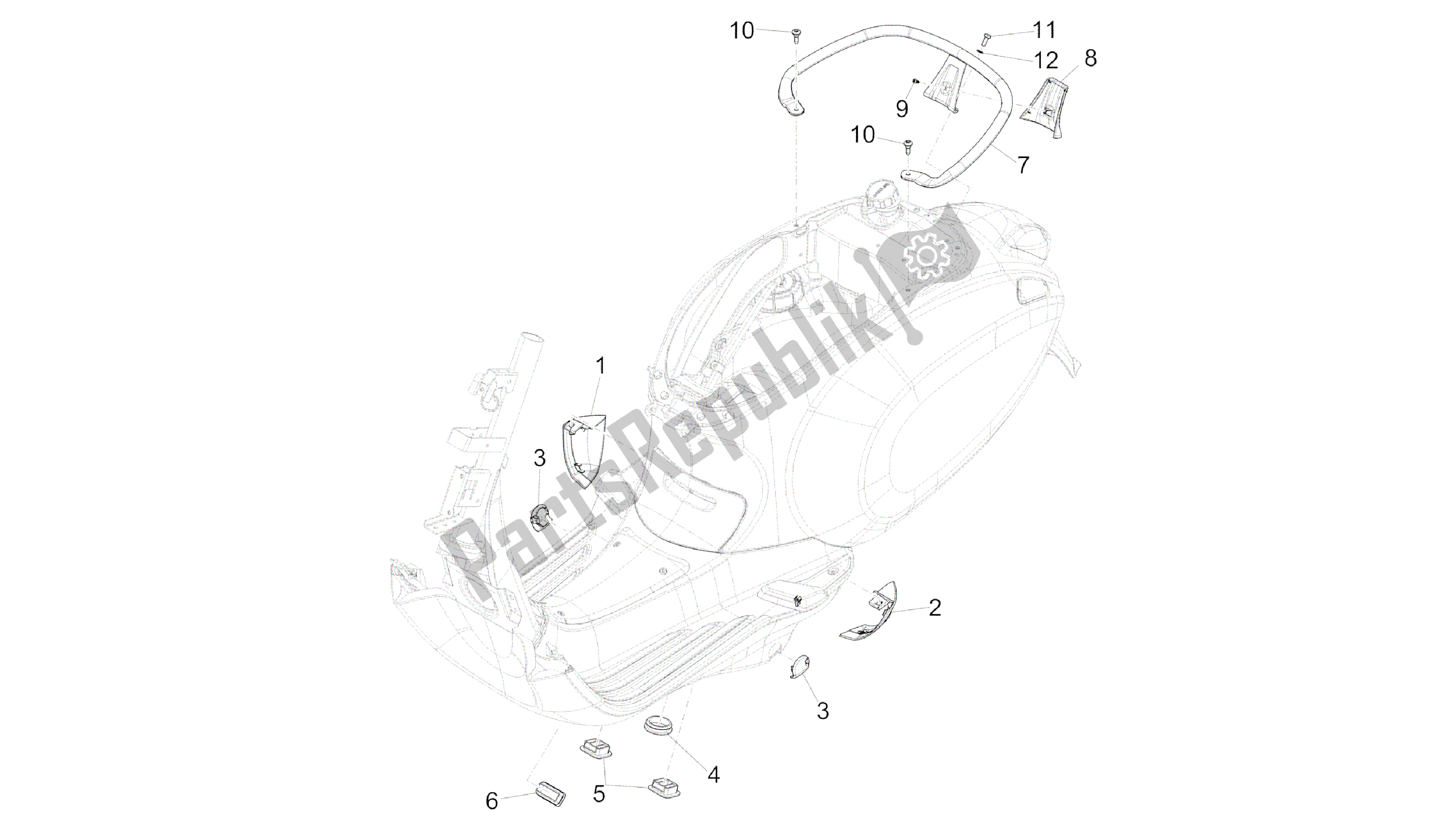 All parts for the Side Cover - Spoiler of the Vespa Primavera 50 2014