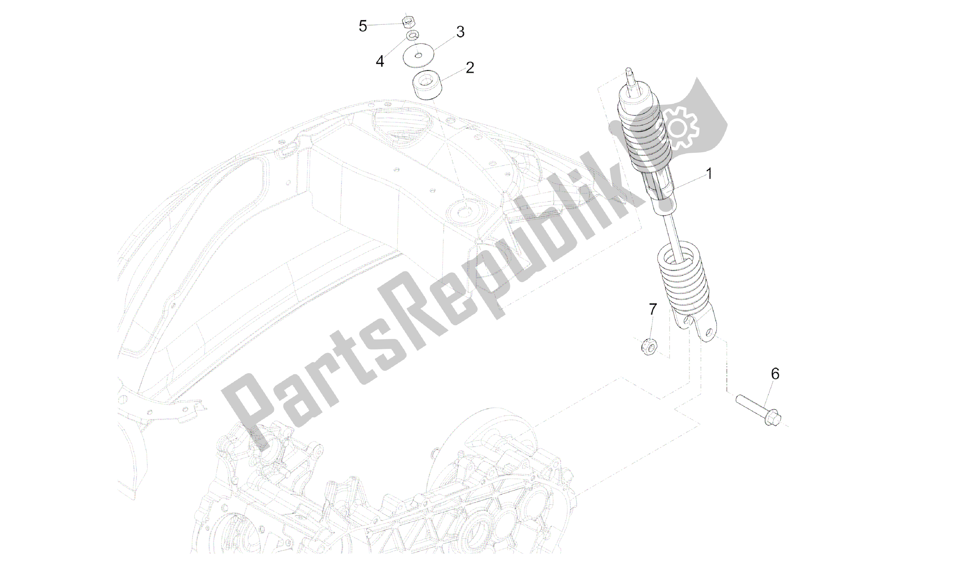 Toutes les pièces pour le Suspension Arrière - Amortisseur / S du Vespa Primavera 50 2014