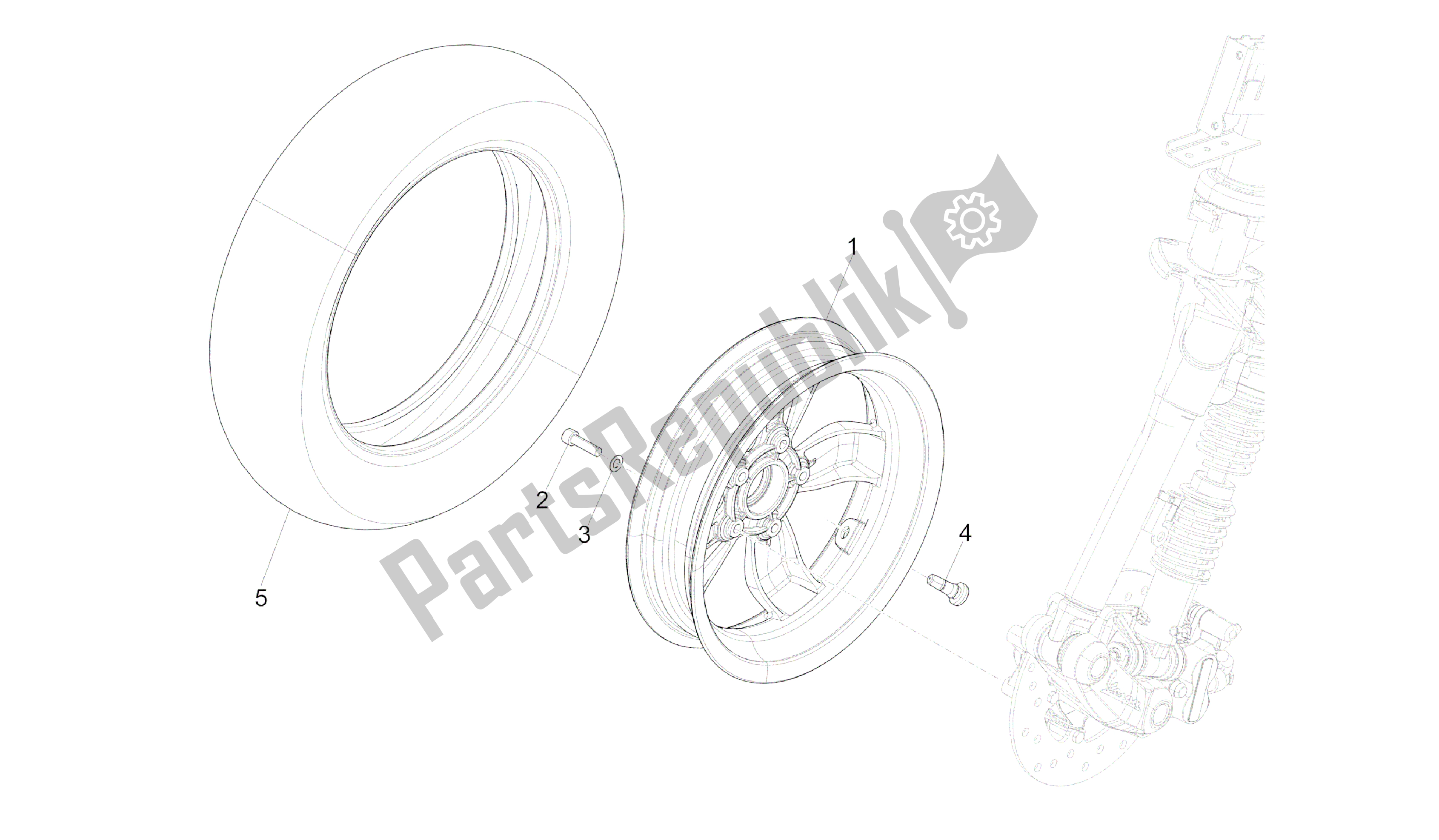 Toutes les pièces pour le Roue Avant du Vespa Primavera 50 2014