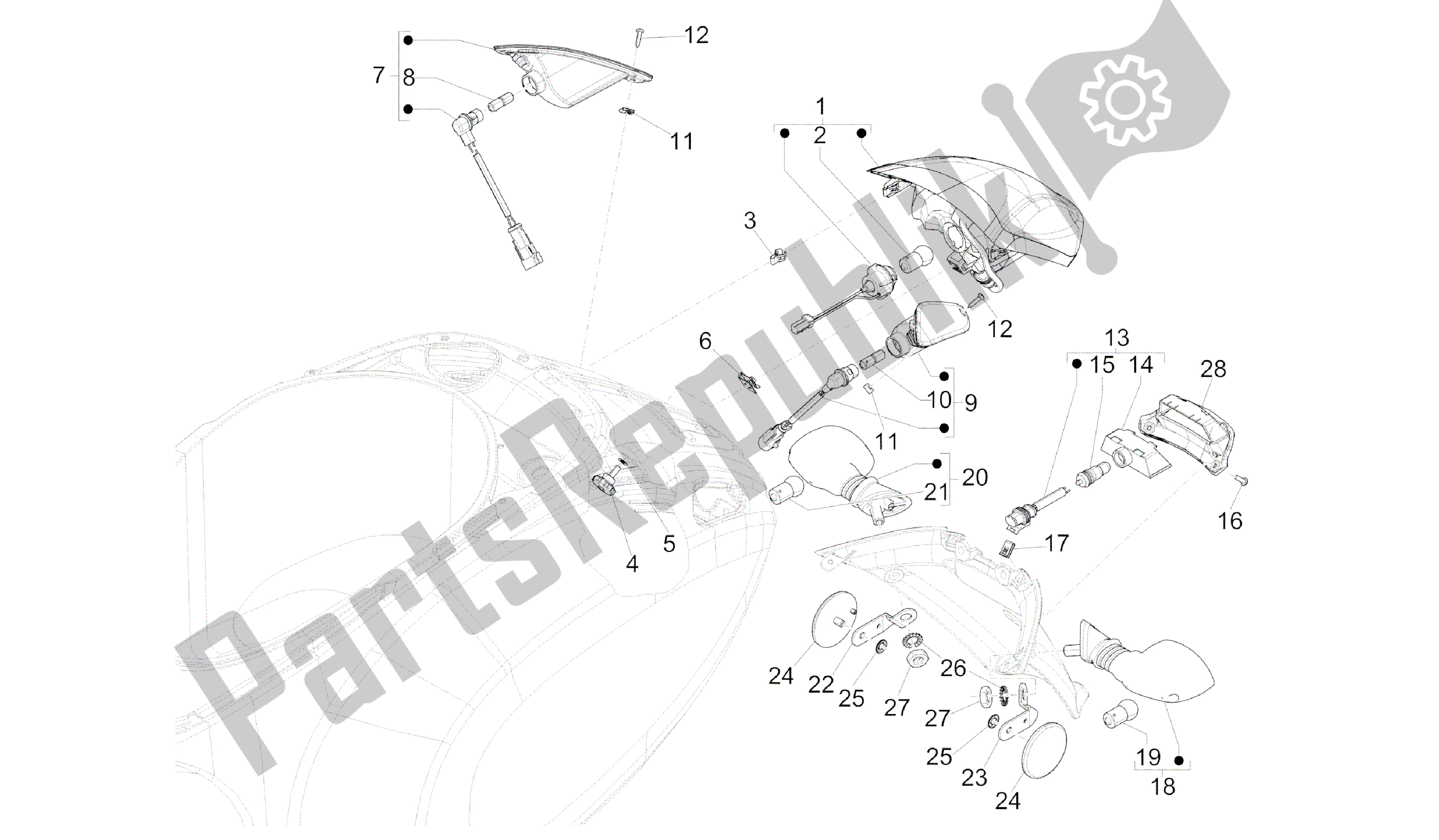 All parts for the Rear Headlamps - Turn Signal Lamps of the Vespa Primavera 50 2014