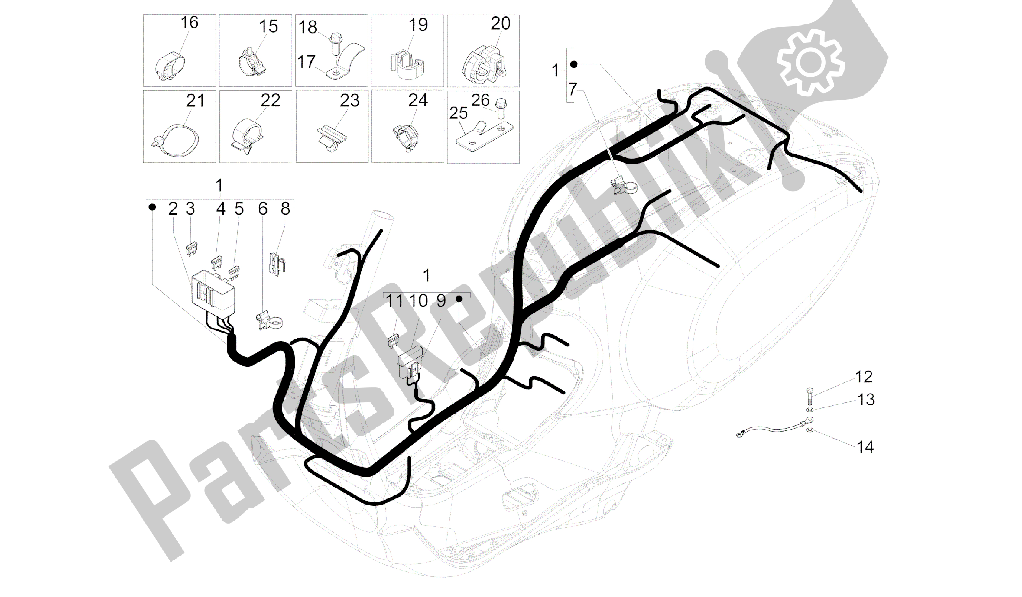 Toutes les pièces pour le Faisceau De Câbles Principal du Vespa Primavera 50 2014