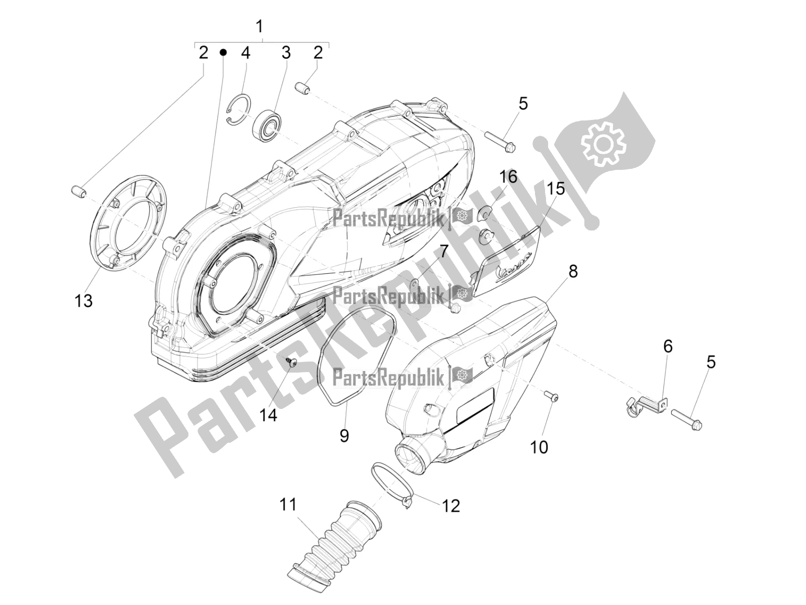 Toutes les pièces pour le Couvercle De Carter - Refroidissement Du Carter du Vespa Primavera 125 4T 3V IE ABS E4 2020