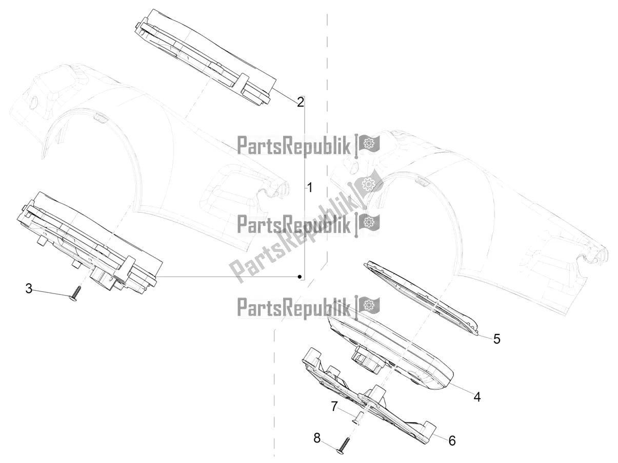 Tutte le parti per il Combinazione Metro - Cruscotto del Vespa Primavera 125 4T 3V IE ABS E4 2020
