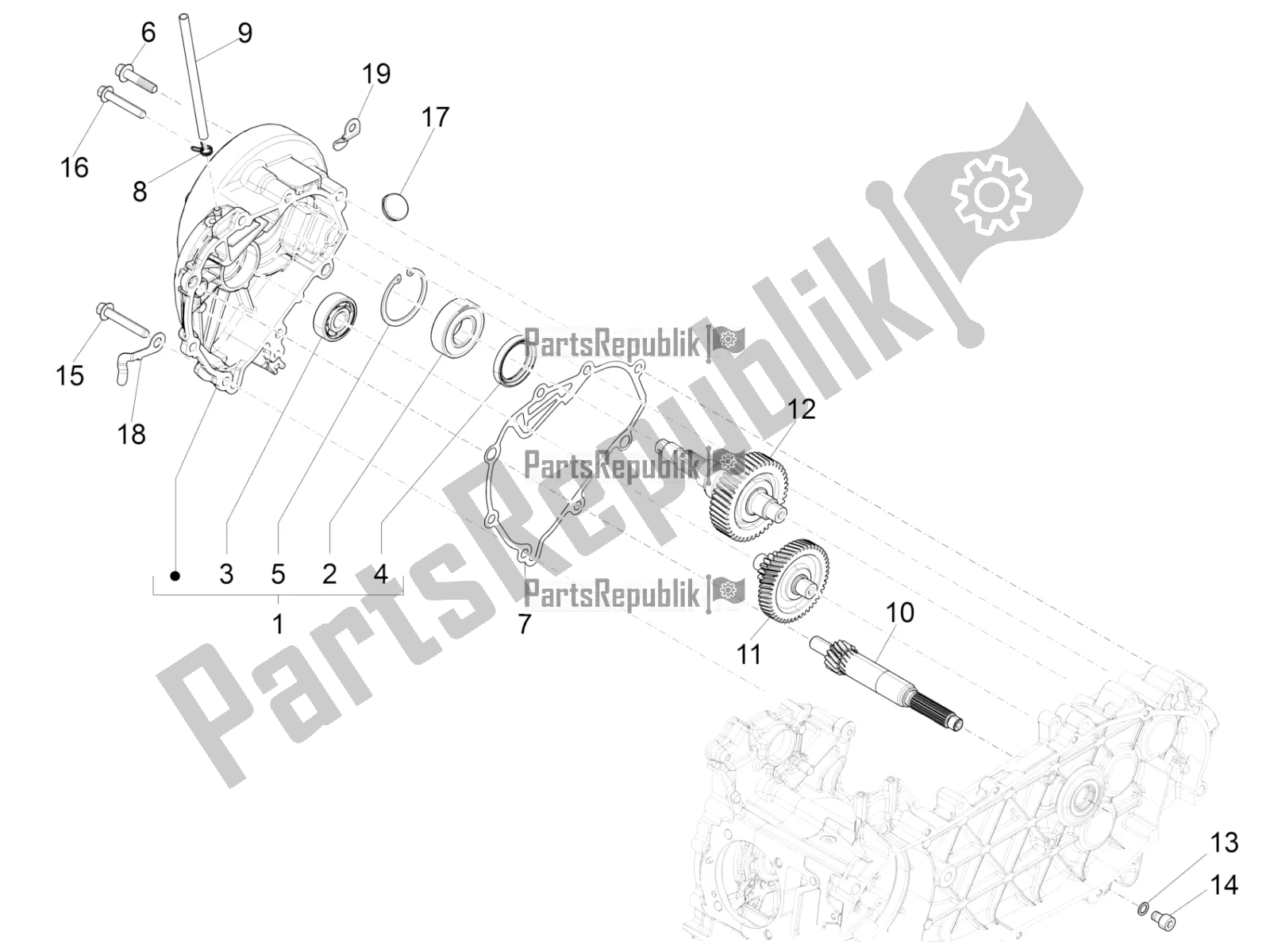 Tutte le parti per il Unità Di Riduzione del Vespa Primavera 125 4T 3V IE ABS E4 2020