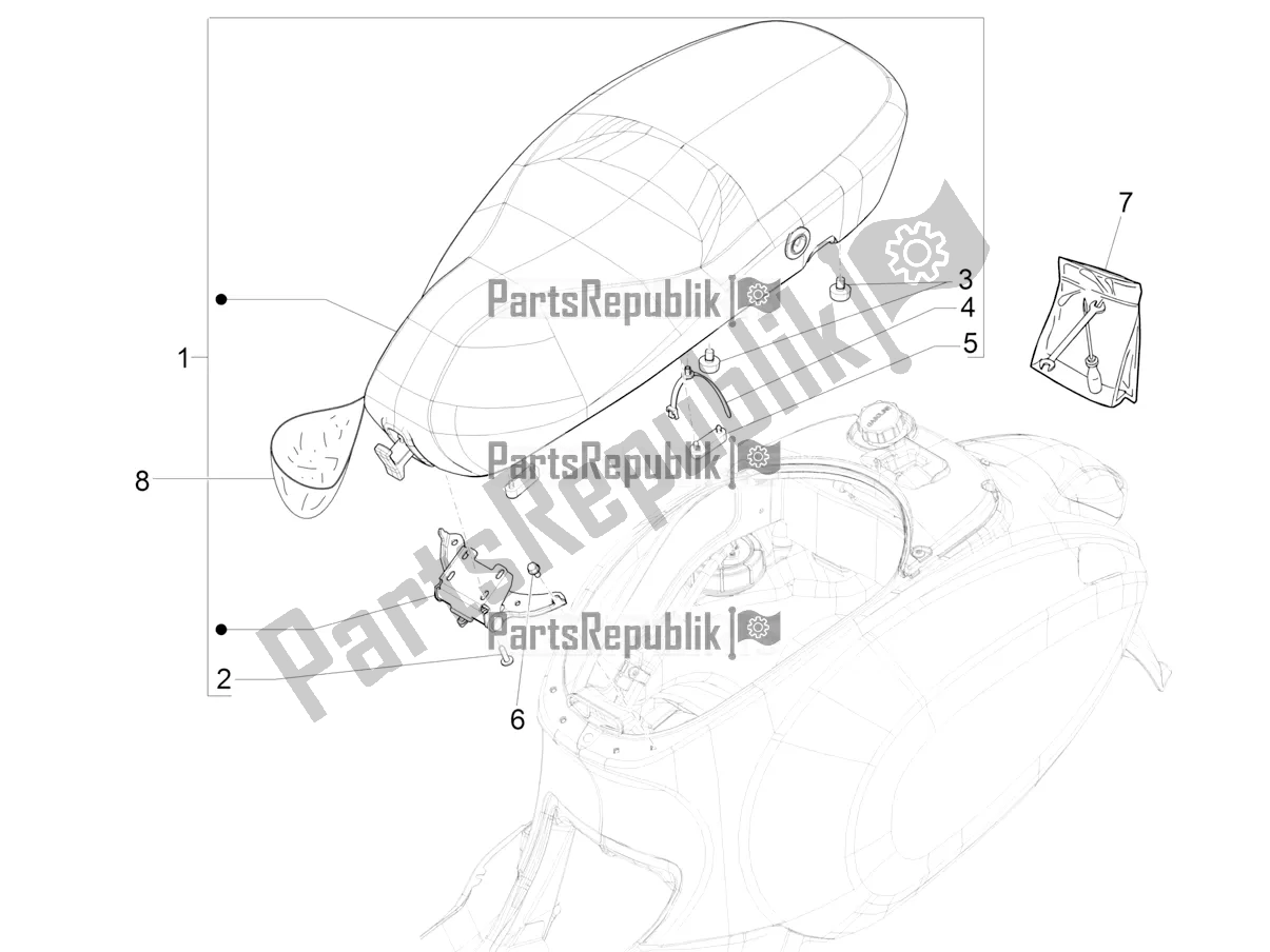 Toutes les pièces pour le Selle / Sièges du Vespa Primavera 125 4T 3V IE ABS E4 2020