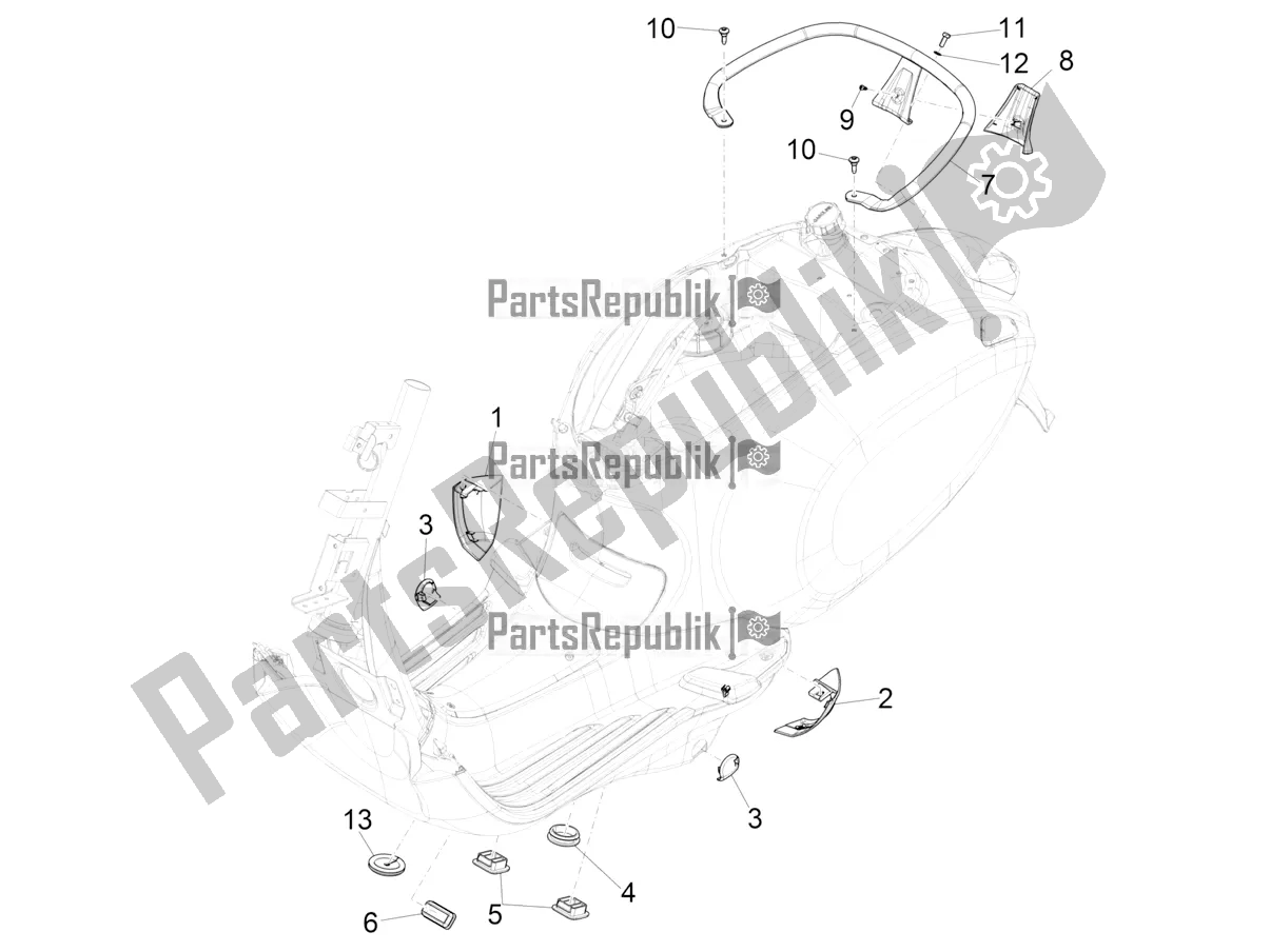 All parts for the Side Cover - Spoiler of the Vespa Primavera 125 4T 3V IE ABS E4 2020