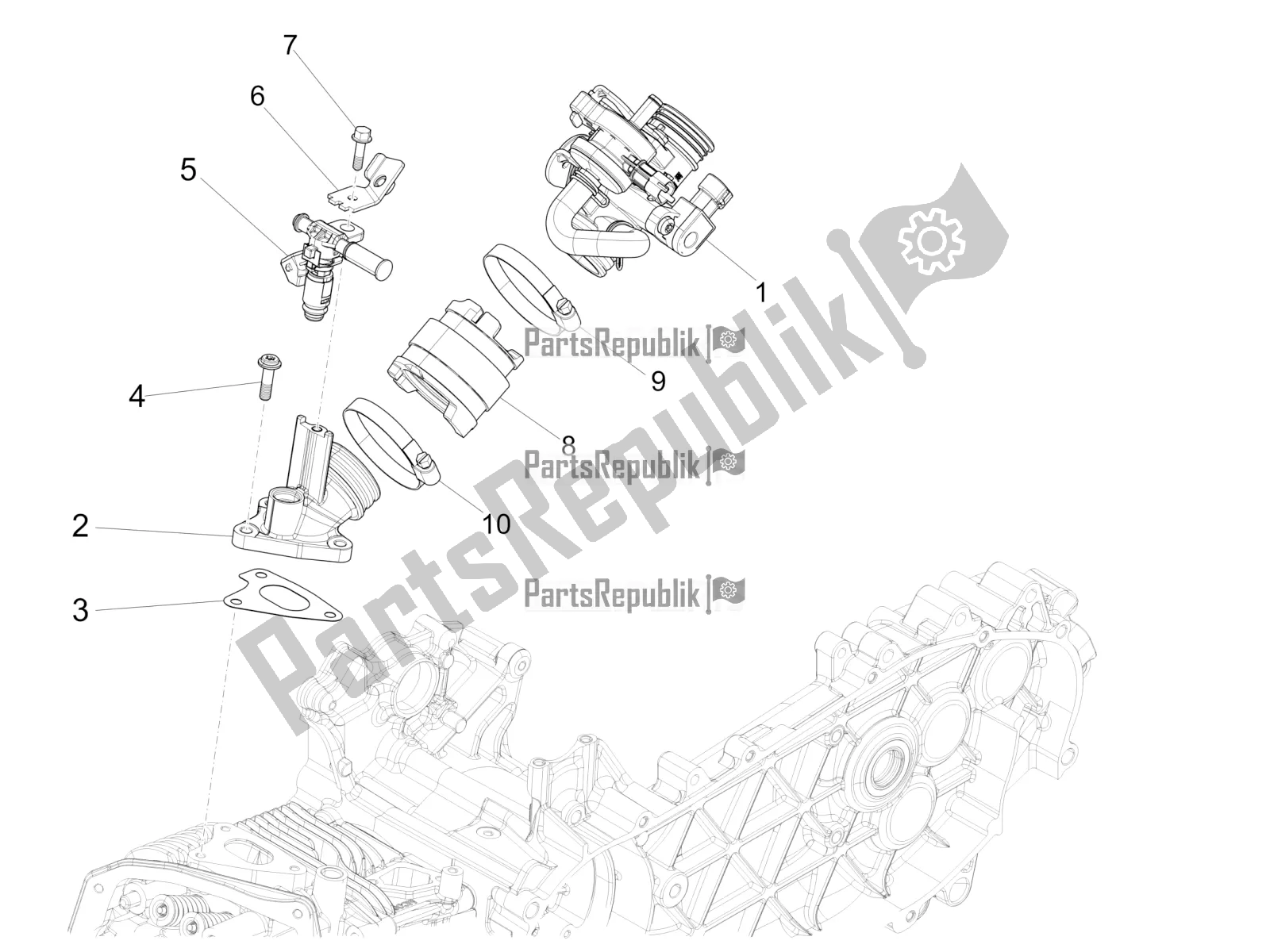 All parts for the Throttle Body - Injector - Induction Joint of the Vespa Primavera 125 4T 3V IE ABS E4 2020