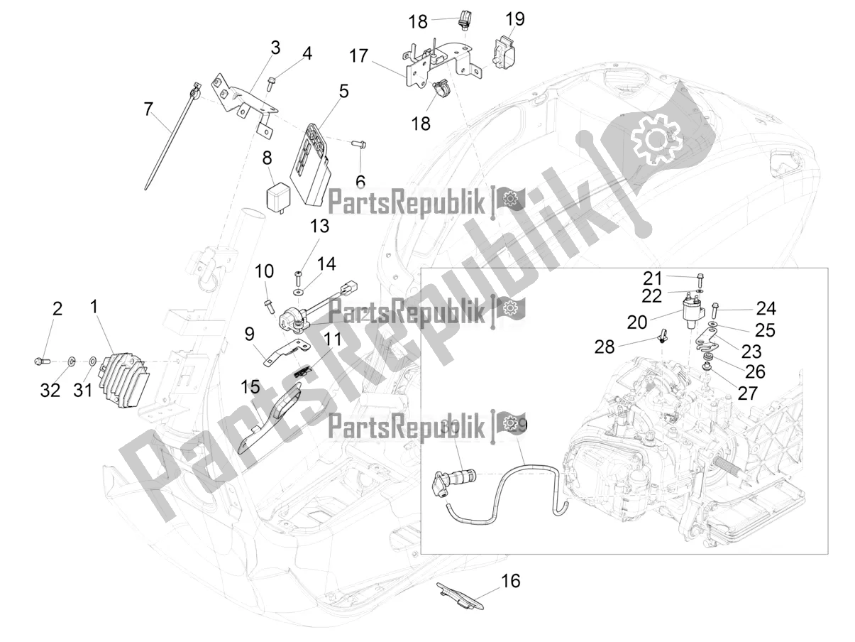 Toutes les pièces pour le Régulateurs De Tension - Unités De Commande électronique (ecu) - H. T. Bobine du Vespa Primavera 125 4T 3V IE ABS E4 2020