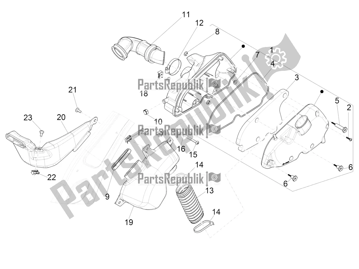 All parts for the Air Filter of the Vespa Primavera 125 4T 3V IE ABS E5 2020