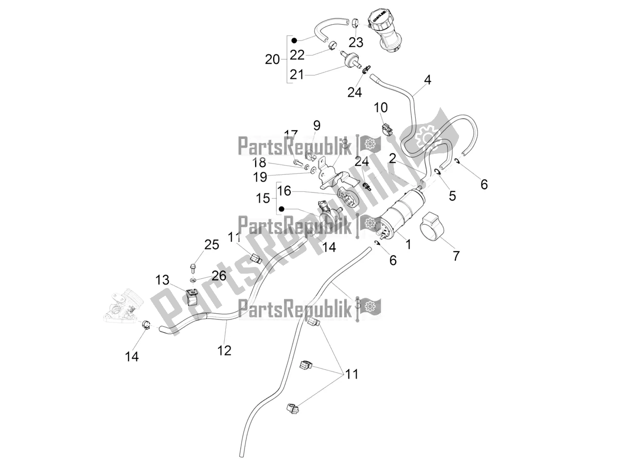 Tutte le parti per il Sistema Anti-percolazione del Vespa Primavera 125 4T 3V IE ABS E5 2020