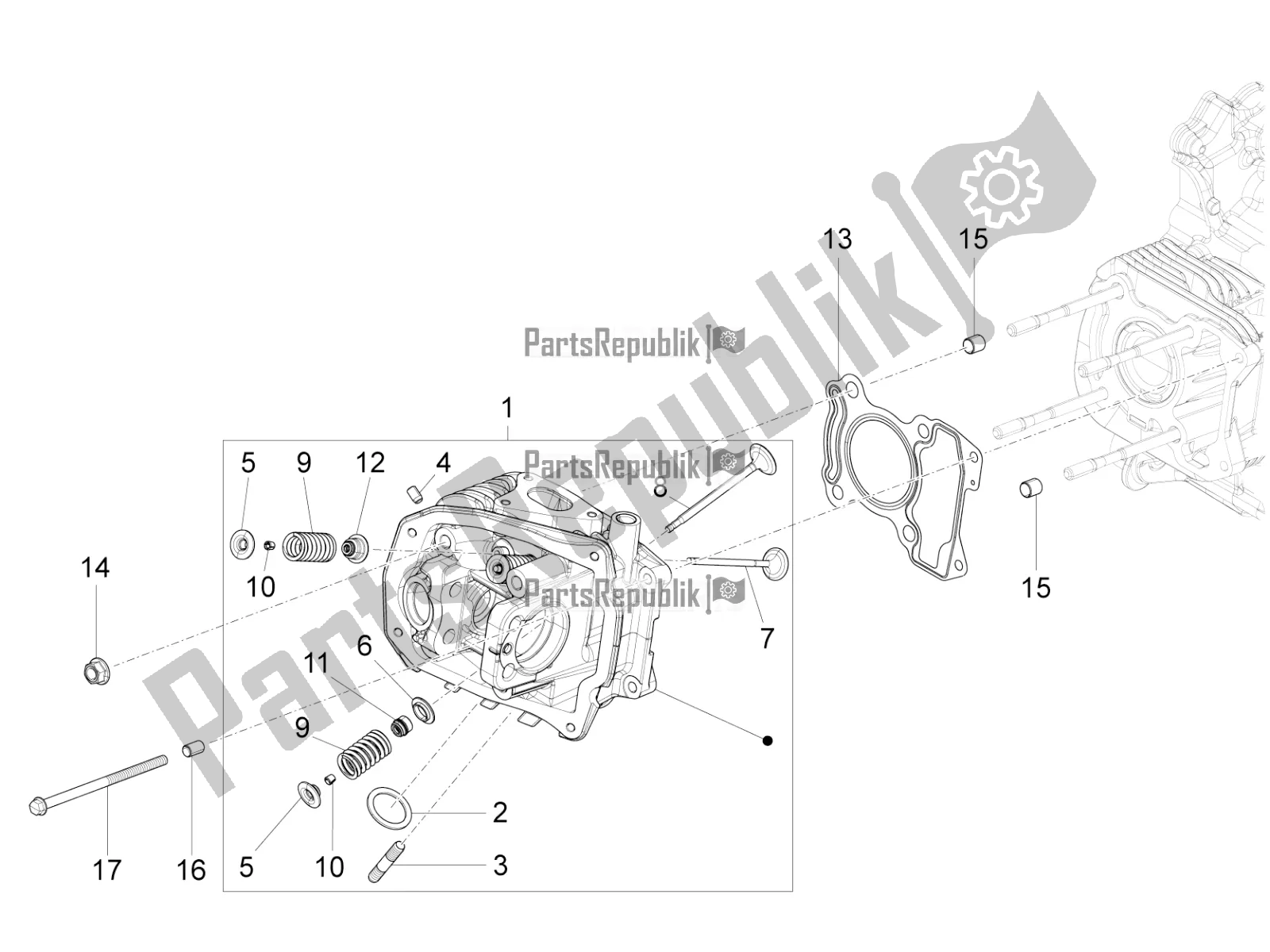 Tutte le parti per il Cylinder Head Unit - Valve del Vespa Primavera 125 4T 3V IE ABS E5 2020