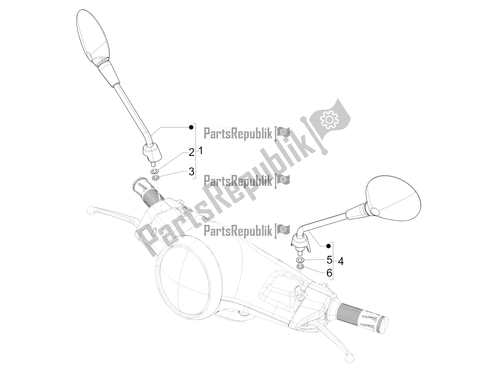 Wszystkie części do Lusterko / A Jazdy Vespa Primavera 125 4T 3V IE ABS E5 2020