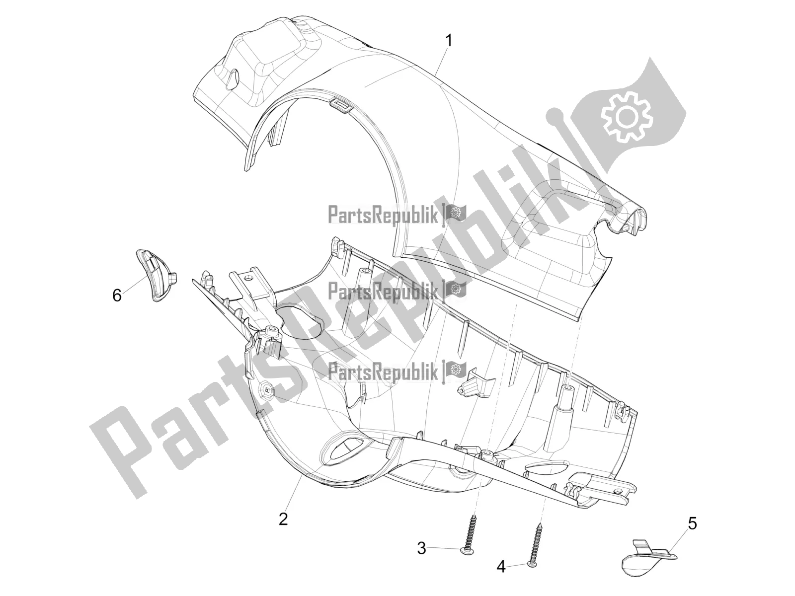 All parts for the Handlebars Coverages of the Vespa Primavera 125 4T 3V IE ABS E5 2020