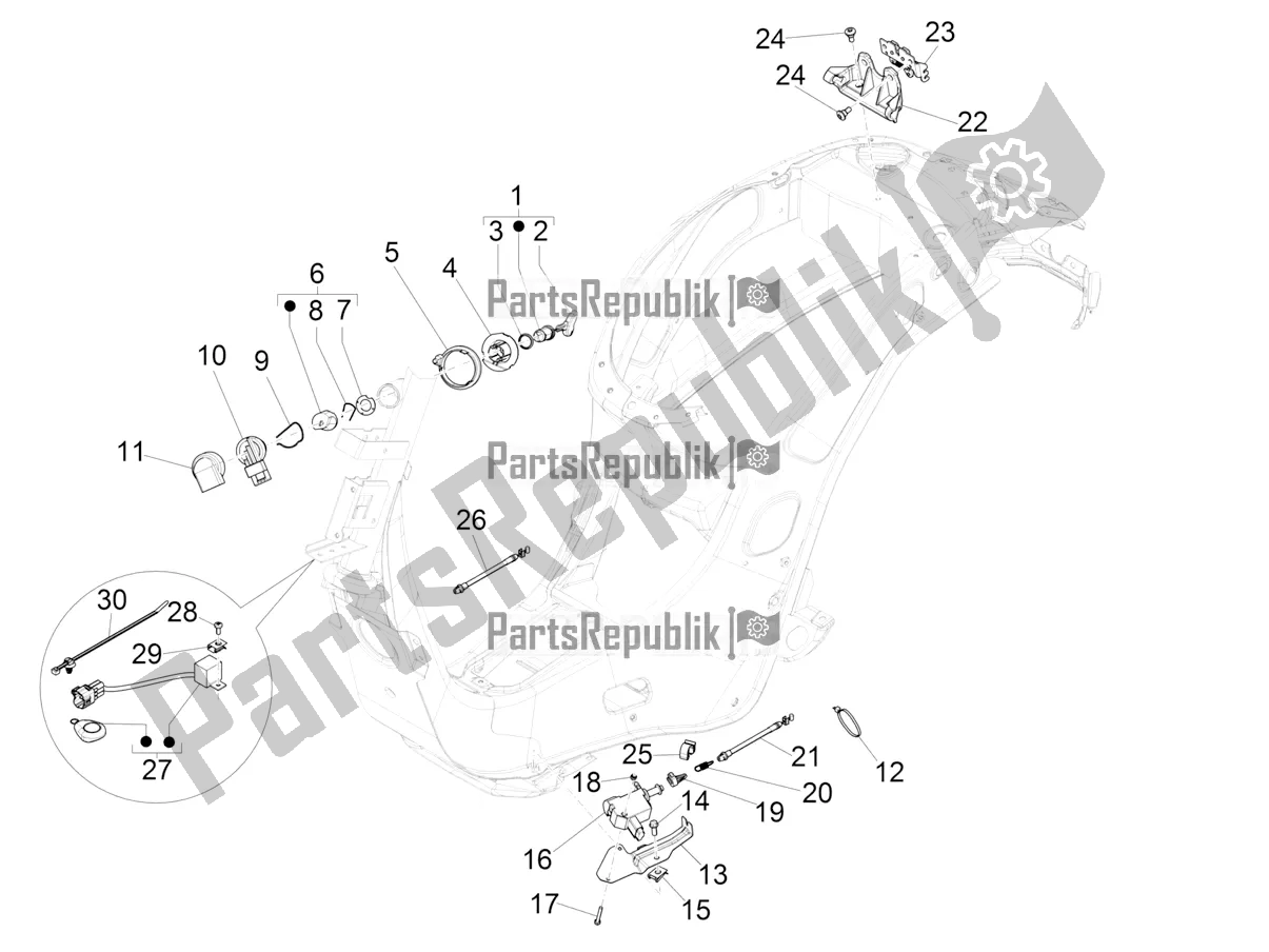 All parts for the Locks of the Vespa Primavera 125 4T 3V IE ABS E5 2020
