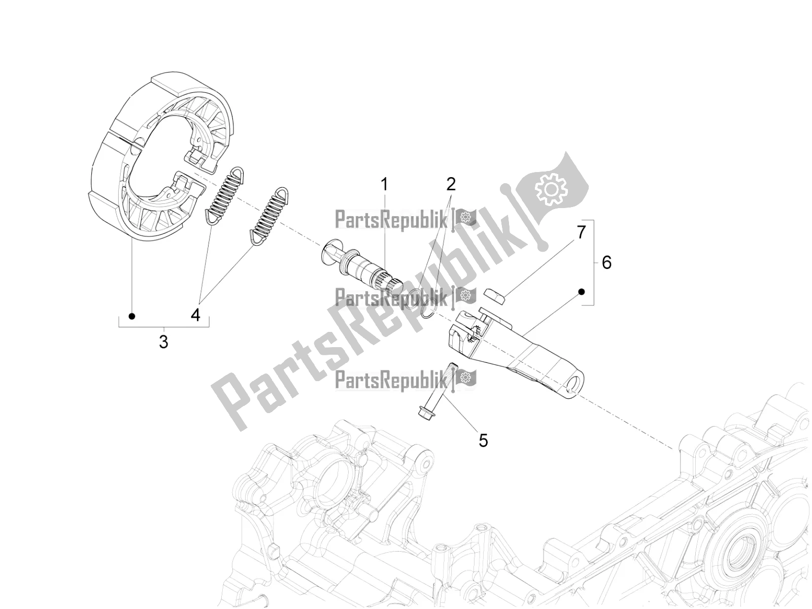 All parts for the Rear Brake - Brake Jaw of the Vespa Primavera 125 4T 3V IE ABS E5 2020