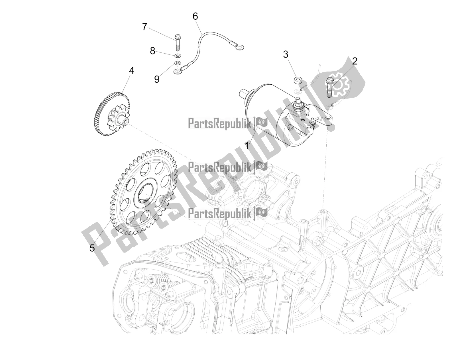 All parts for the Stater - Electric Starter of the Vespa Primavera 125 4T 3V IE ABS E5 2020