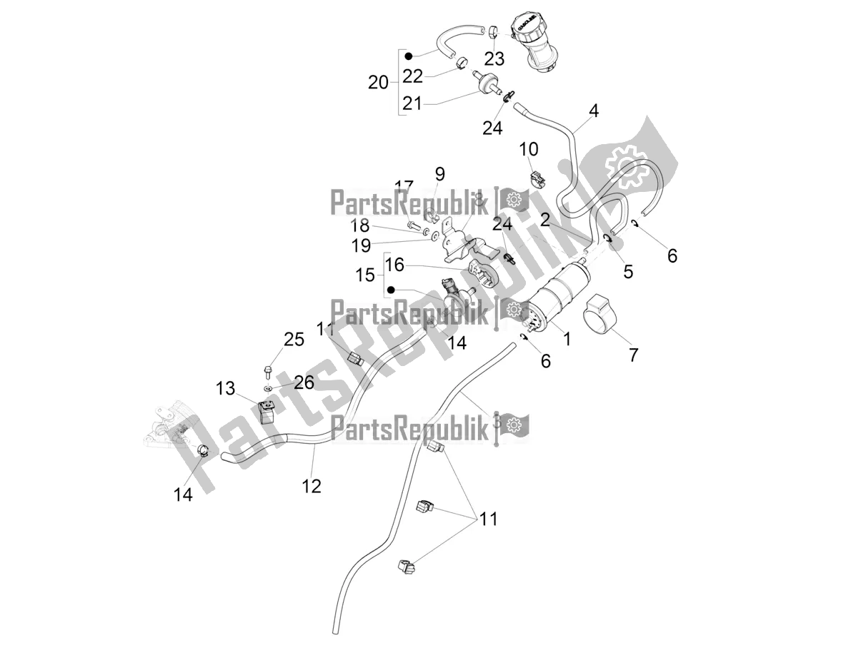 All parts for the Anti-percolation System of the Vespa Primavera 125 4T 3V IE ABS E5 2021