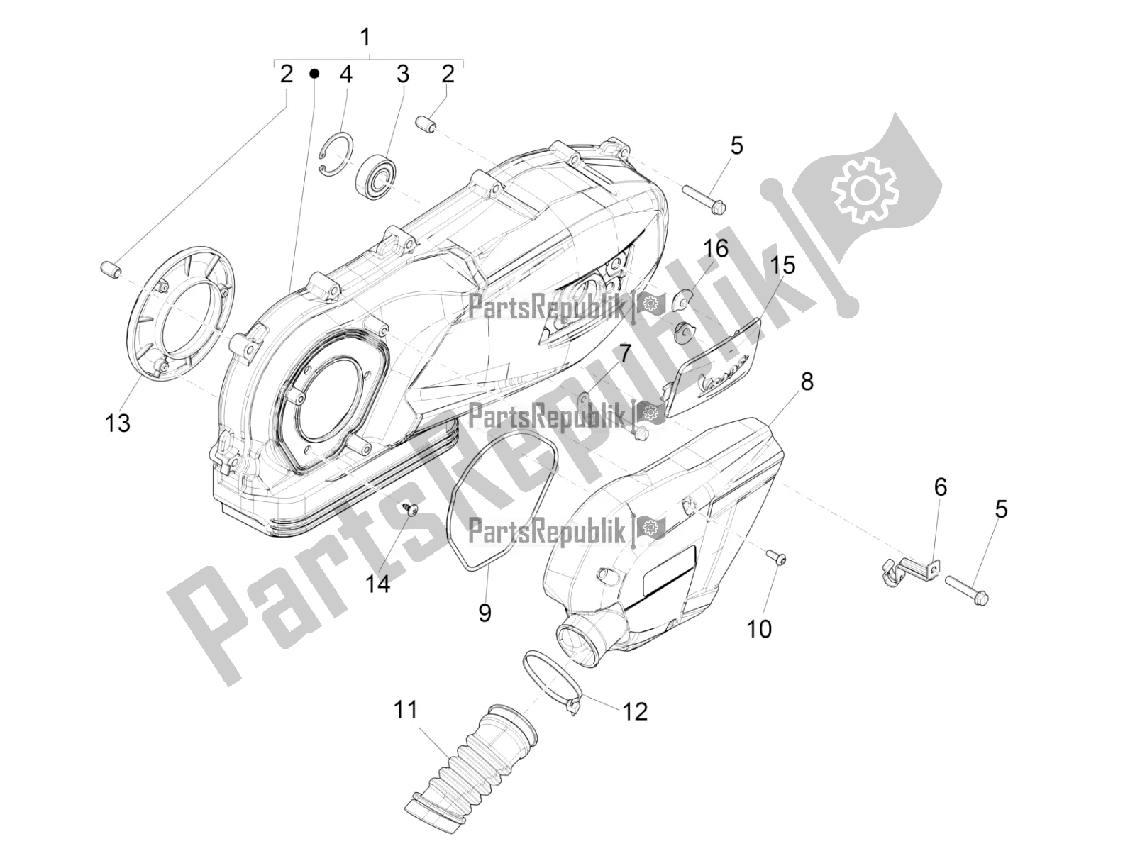 Todas las partes para Tapa Del Cárter - Enfriamiento Del Cárter de Vespa Primavera 125 4T 3V IE ABS E5 2021