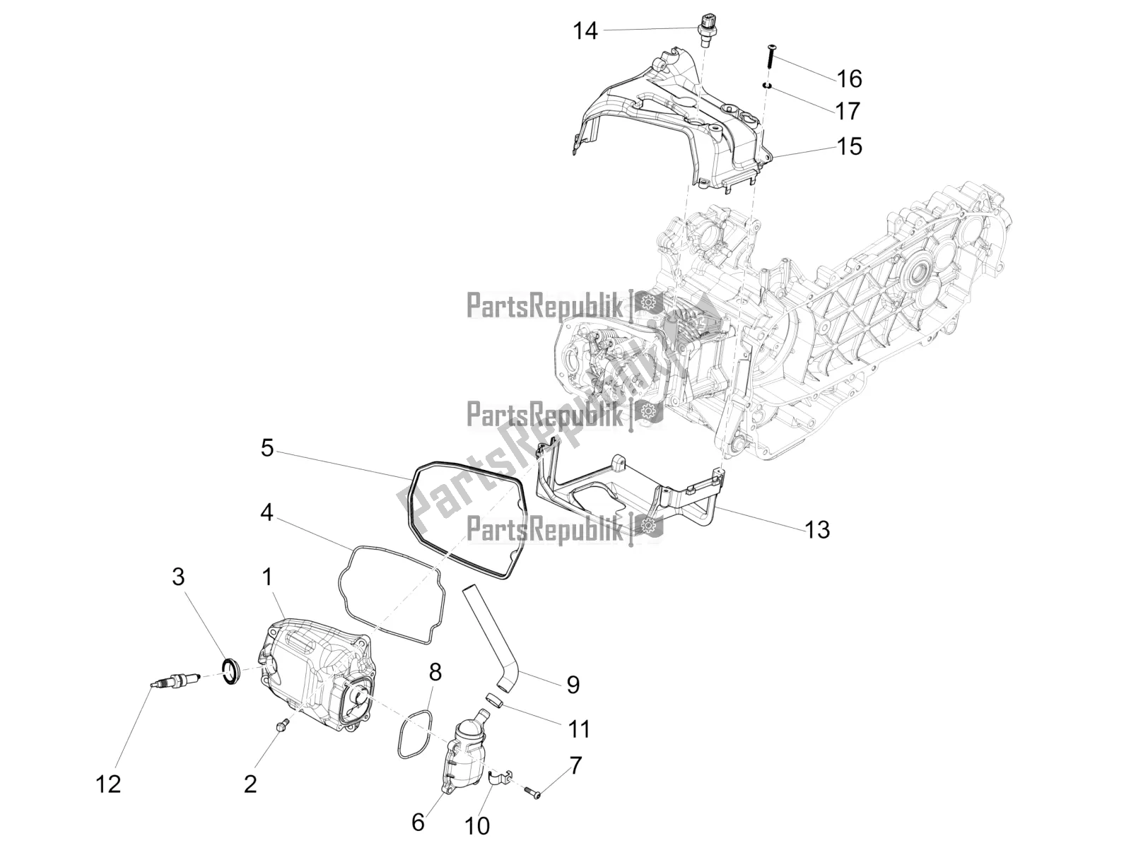 Toutes les pièces pour le Le Couvre-culasse du Vespa Primavera 125 4T 3V IE ABS E5 2021