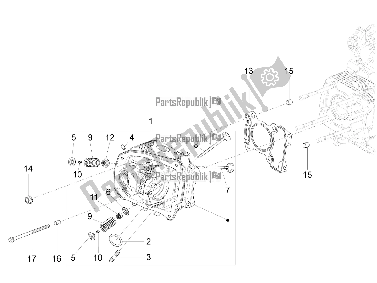 Todas las partes para Cylinder Head Unit - Valve de Vespa Primavera 125 4T 3V IE ABS E5 2021