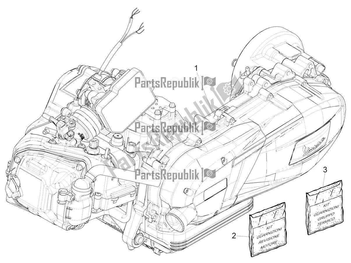All parts for the Engine, Assembly of the Vespa Primavera 125 4T 3V IE ABS E5 2021