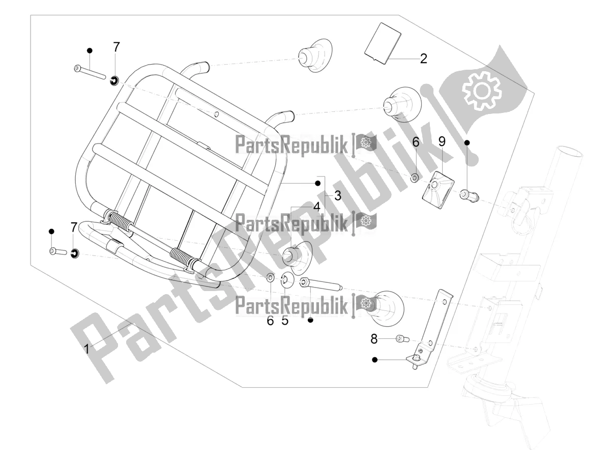 Toutes les pièces pour le Porte-bagages Avant du Vespa Primavera 125 4T 3V IE ABS E5 2021