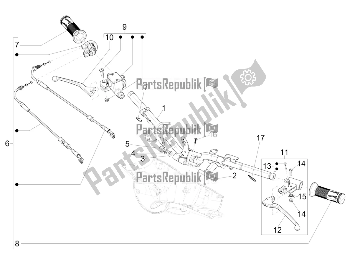 All parts for the Handlebars - Master Cil. Of the Vespa Primavera 125 4T 3V IE ABS E5 2021