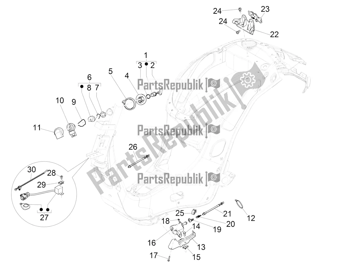All parts for the Locks of the Vespa Primavera 125 4T 3V IE ABS E5 2021