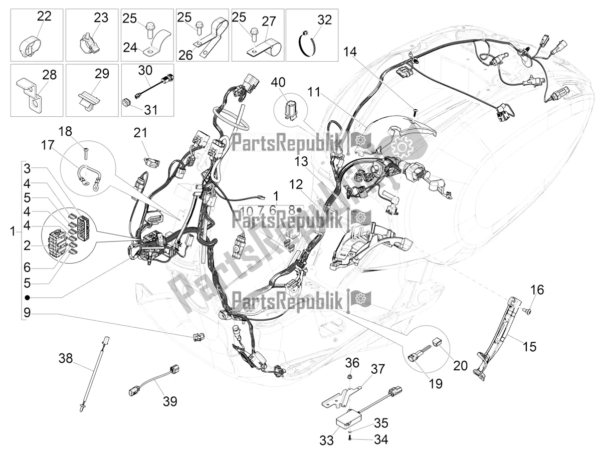 Toutes les pièces pour le Faisceau De Câbles Principal du Vespa Primavera 125 4T 3V IE ABS E5 2021