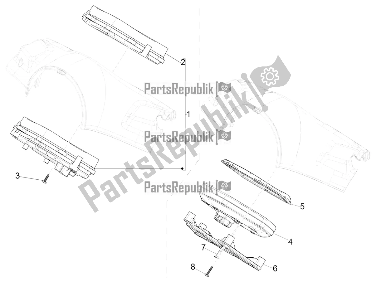 Todas las partes para Combinación De Medidor - Cruscotto de Vespa Primavera 125 4T 3V IE ABS E5 2021