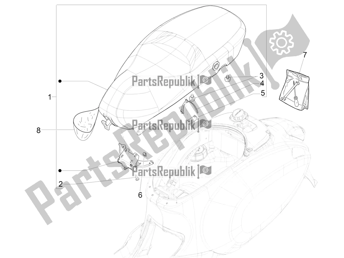 Toutes les pièces pour le Selle / Sièges du Vespa Primavera 125 4T 3V IE ABS E5 2021