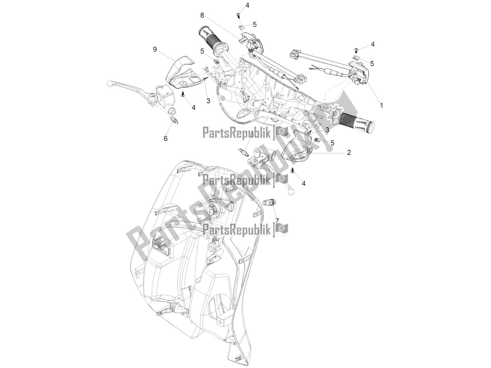 All parts for the Selectors - Switches - Buttons of the Vespa Primavera 125 4T 3V IE ABS E5 2021