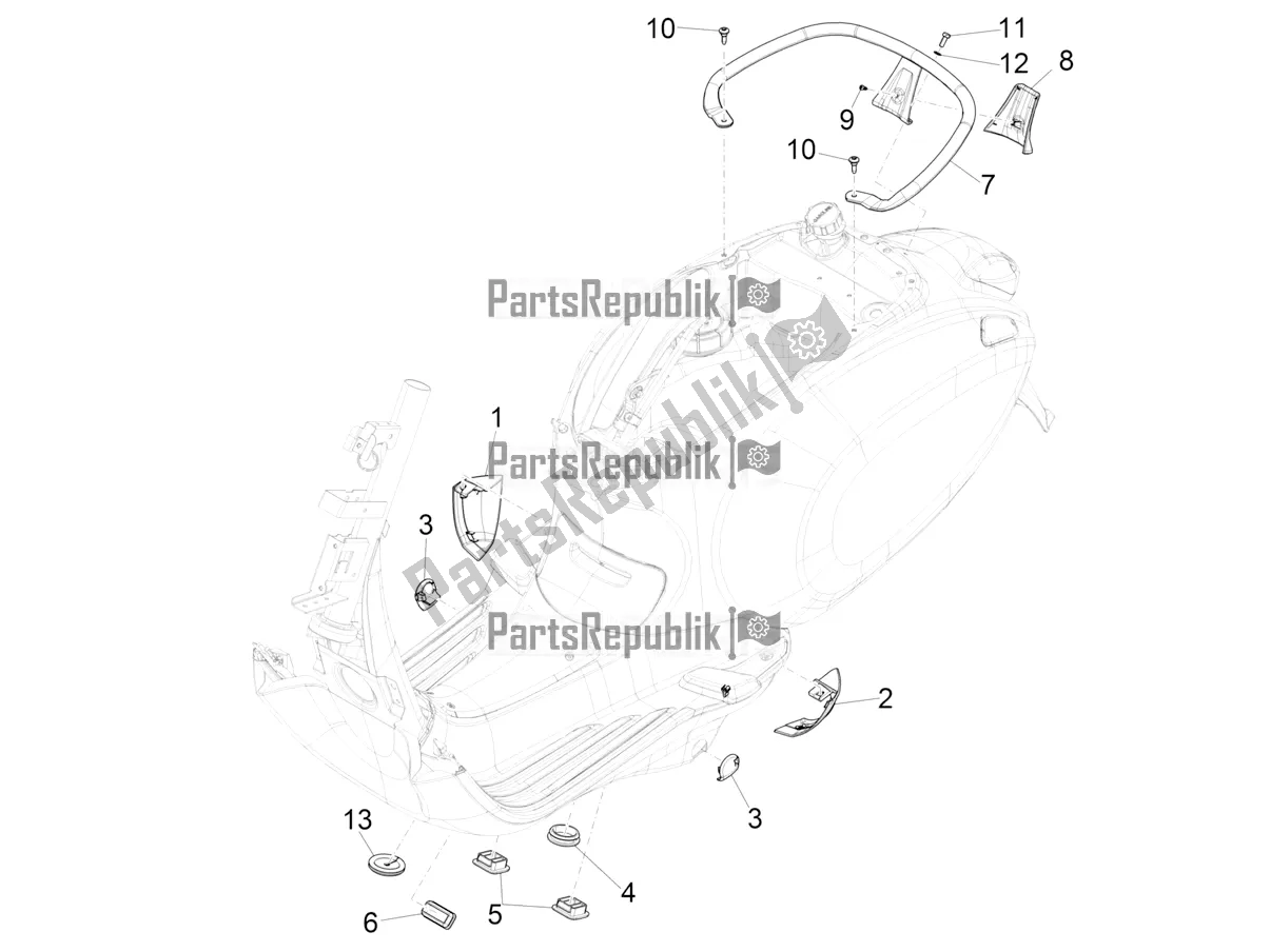 Toutes les pièces pour le Couvercle Latéral - Spoiler du Vespa Primavera 125 4T 3V IE ABS E5 2021