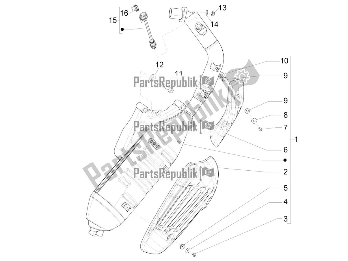 Tutte le parti per il Silenziatore del Vespa Primavera 125 4T 3V IE ABS E5 2021