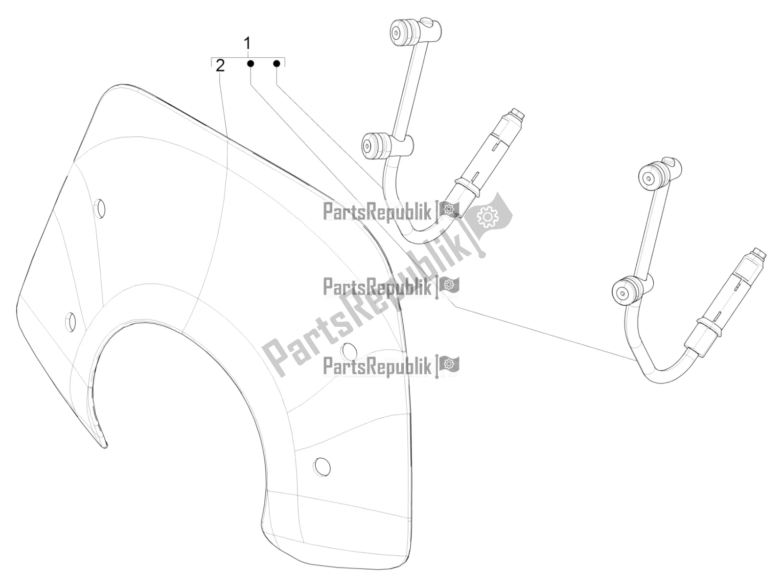 Toutes les pièces pour le Pare-brise - Verre du Vespa Primavera 125 4T 3V IE ABS E5 2021