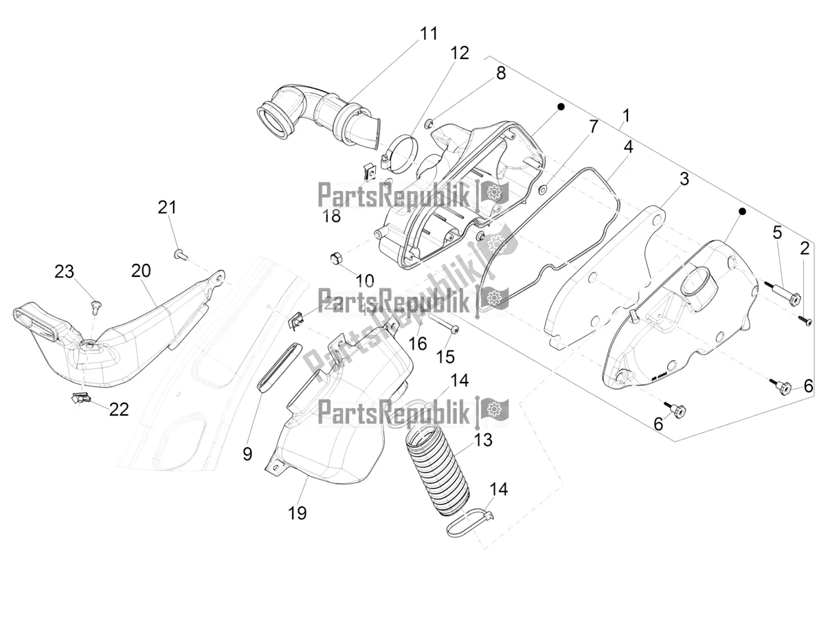 All parts for the Air Filter of the Vespa Primavera 125 4T 3V IE ABS E5 2022